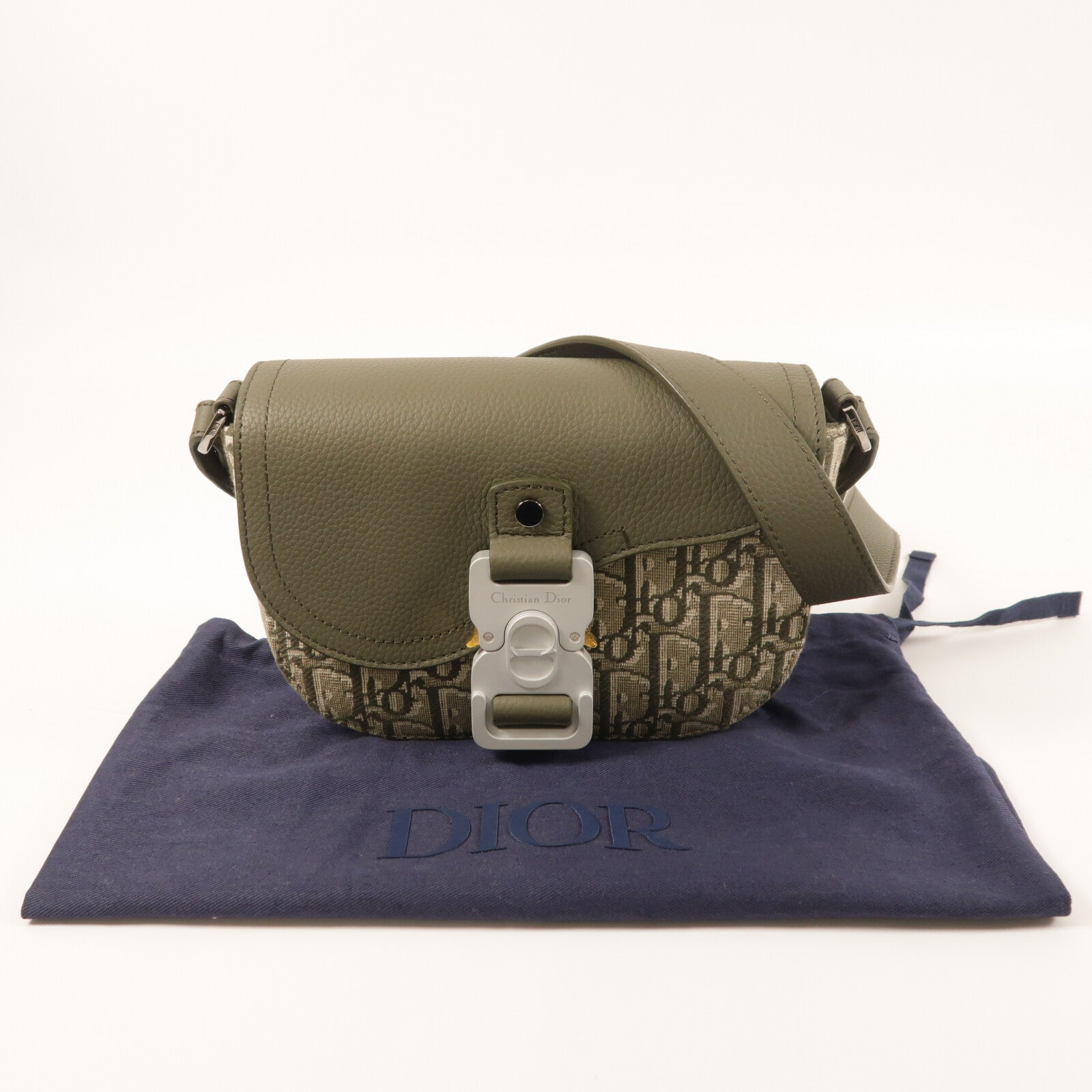 Dior 帆布/牛皮皮革Mini Saddle Messenger肩背袋