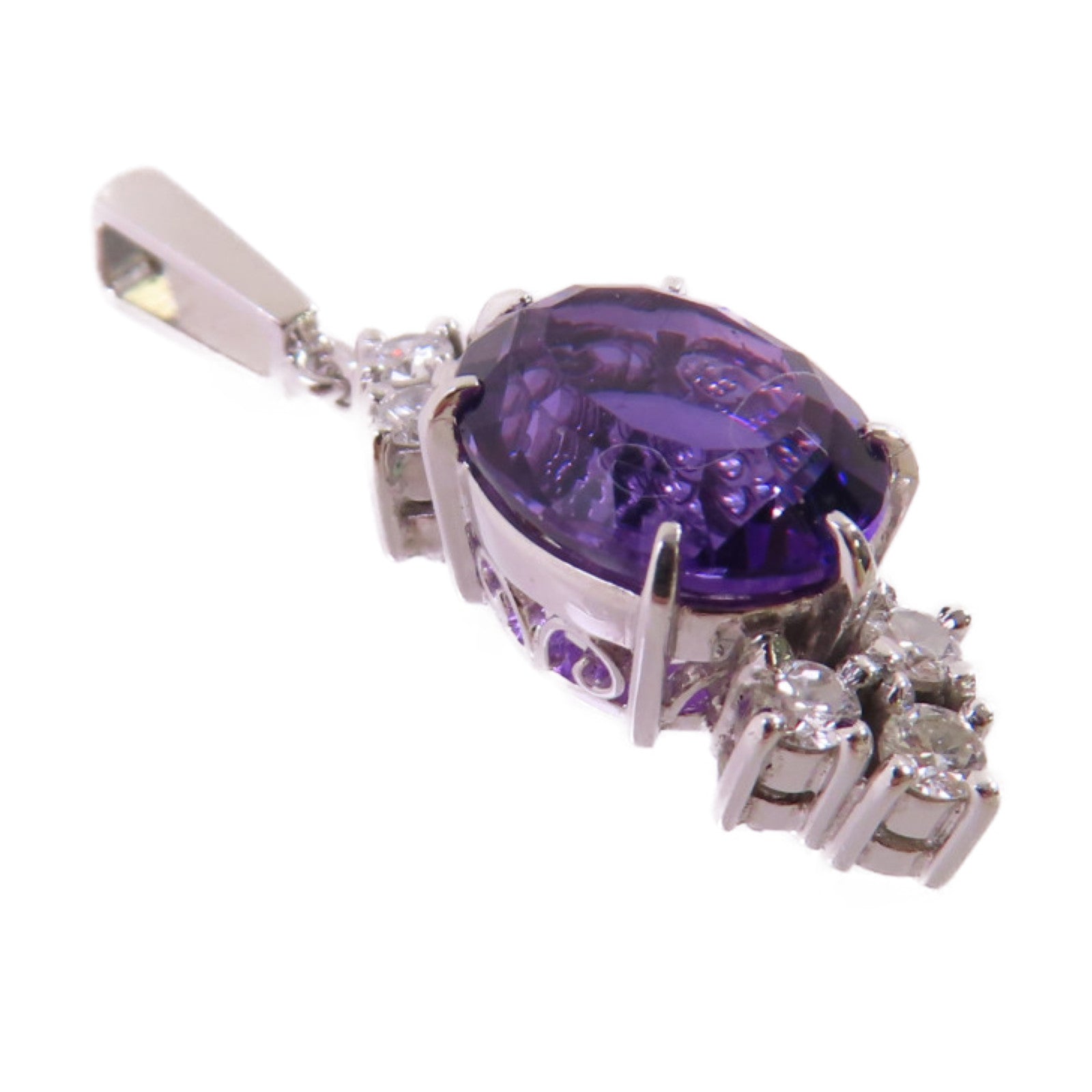 MIKIMOTO 【激減優惠】18K白金/1.78ct紫水晶/0.23ct鑽石Amethyst Diamond Pendant Top吊墜頭扣