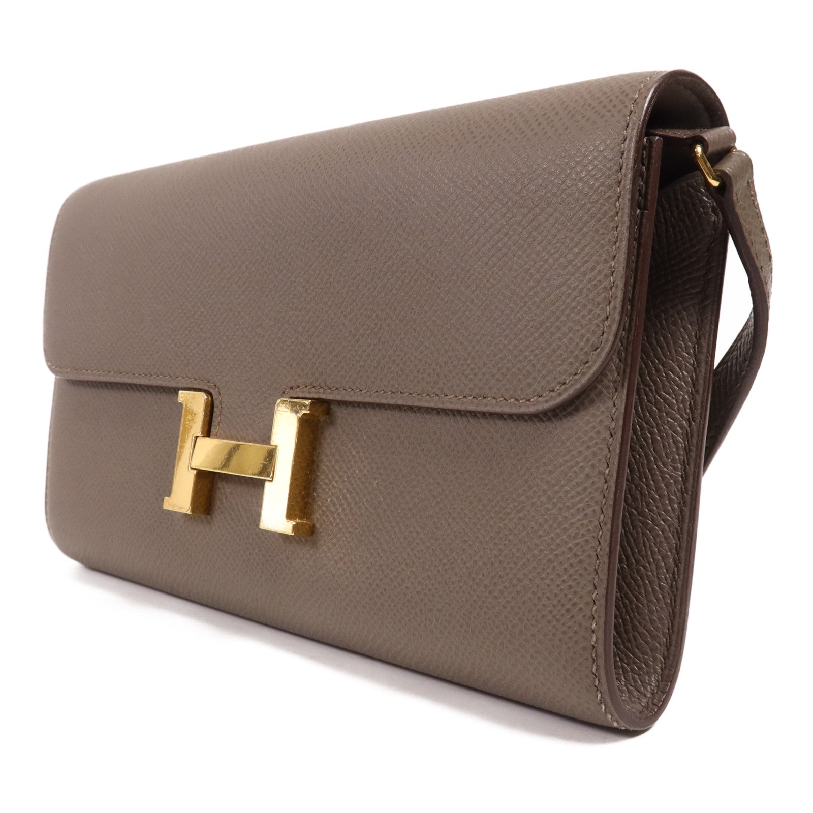 HERMES Epsom皮革Constance To Go金扣肩背袋Etain