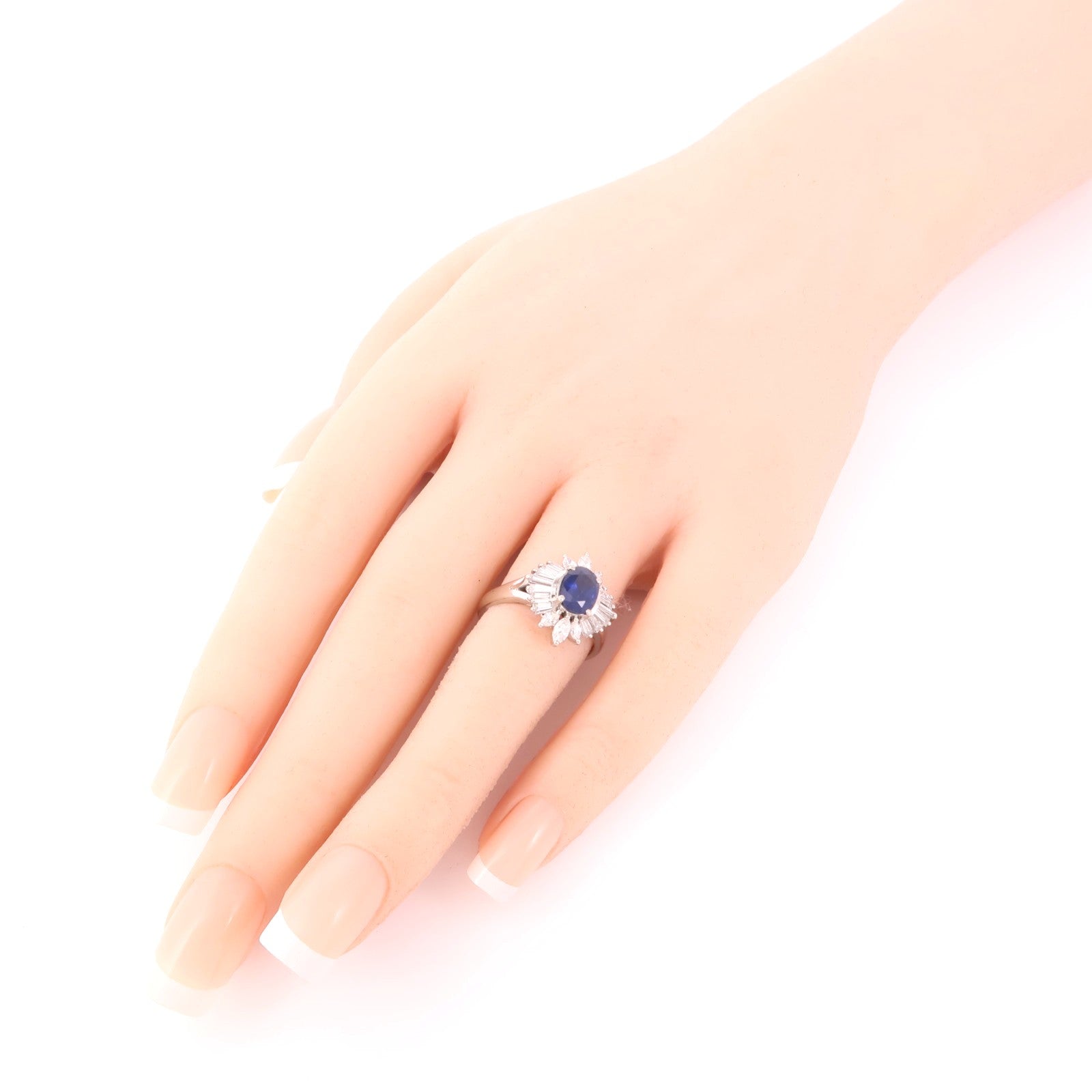 JEWELRY PT900鉑金/Sapphire/Diamond Ring藍寶石/鑽石戒指US#6.75