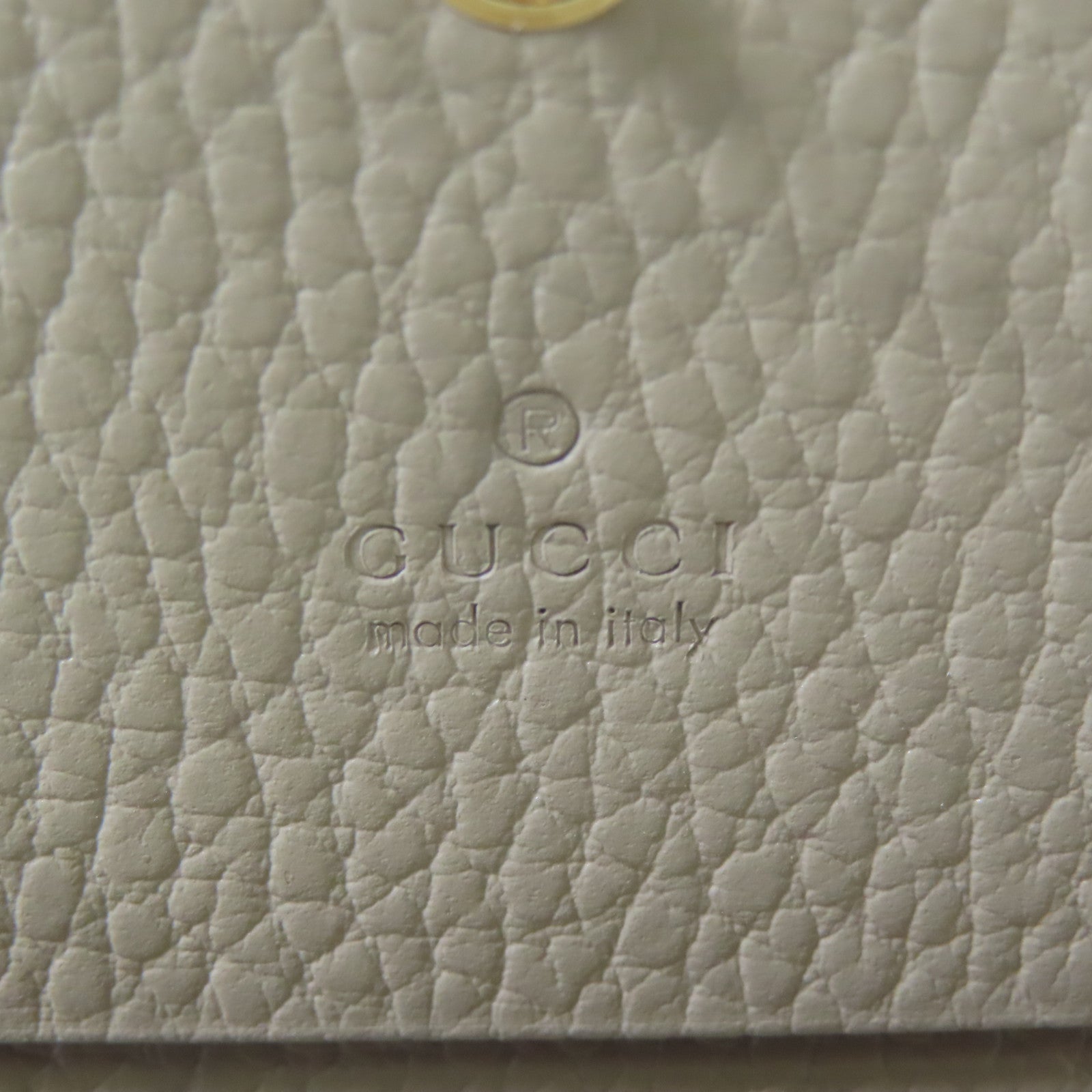 GUCCI 塗層帆布/牛皮皮革Card Case金扣錢包米色