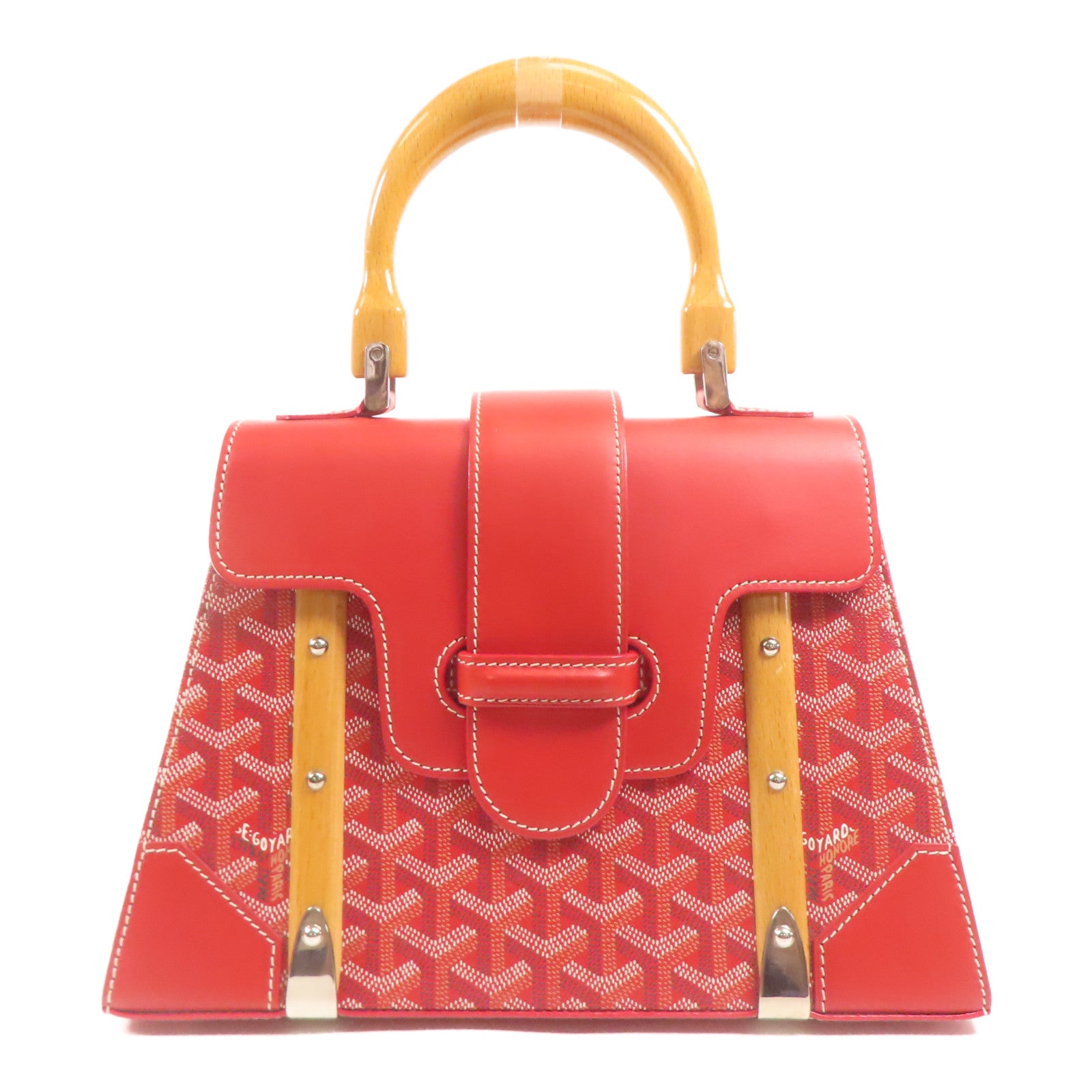 GOYARD 塗層帆布/皮革Saigon PM Handbag銀扣手挽袋