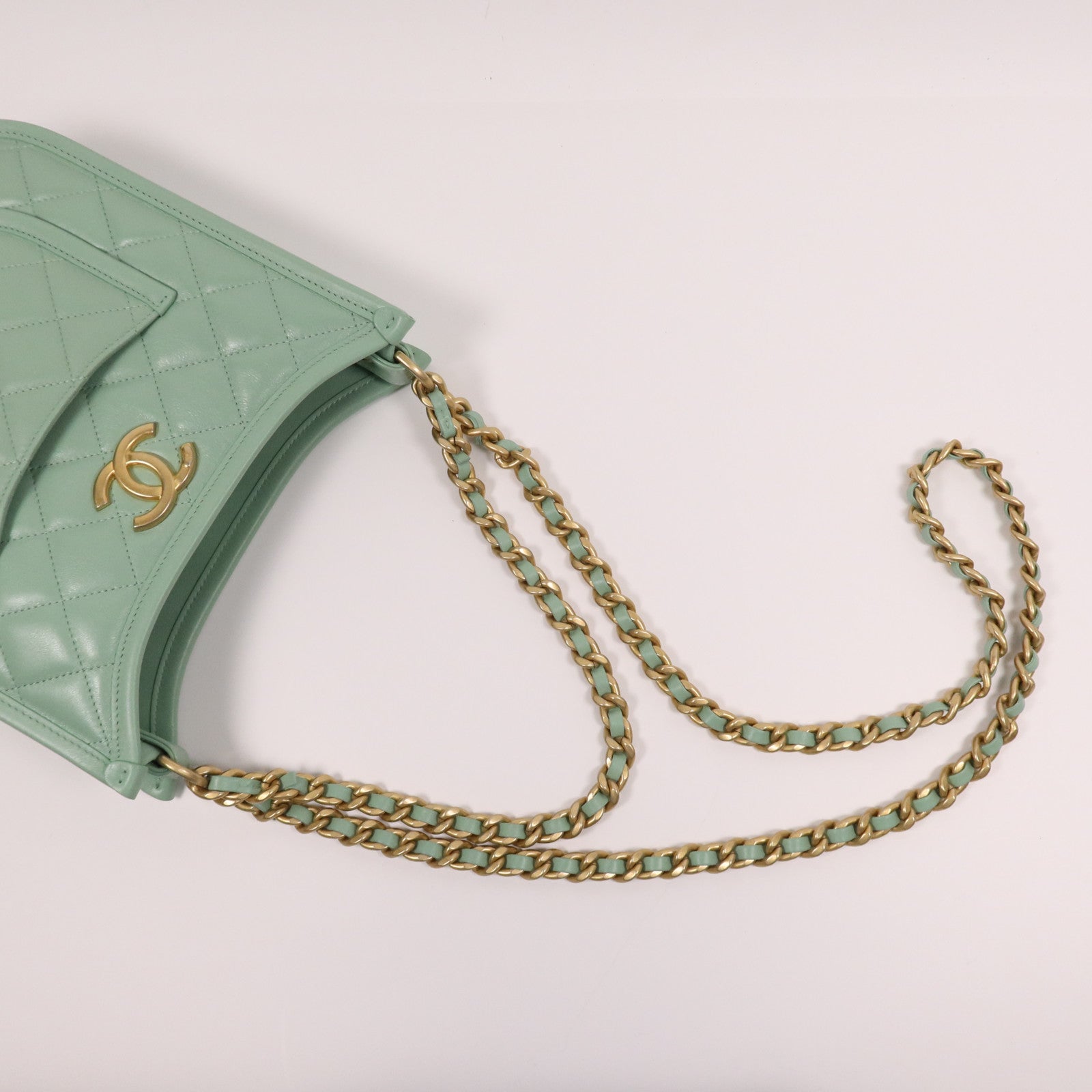 CHANEL 牛皮皮革Shoulder Bag金扣手挽肩背兩用袋