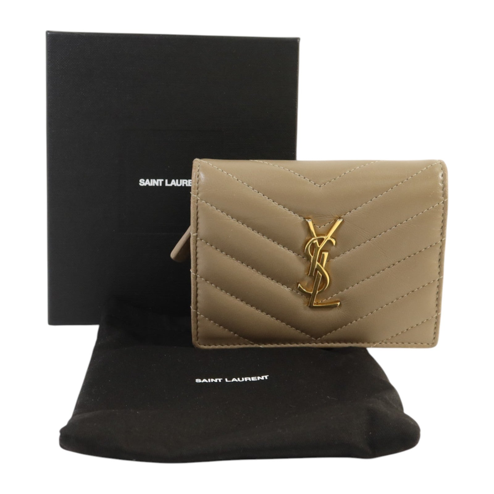 SAINT LAURENT 羊皮皮革Wallet金扣錢包
