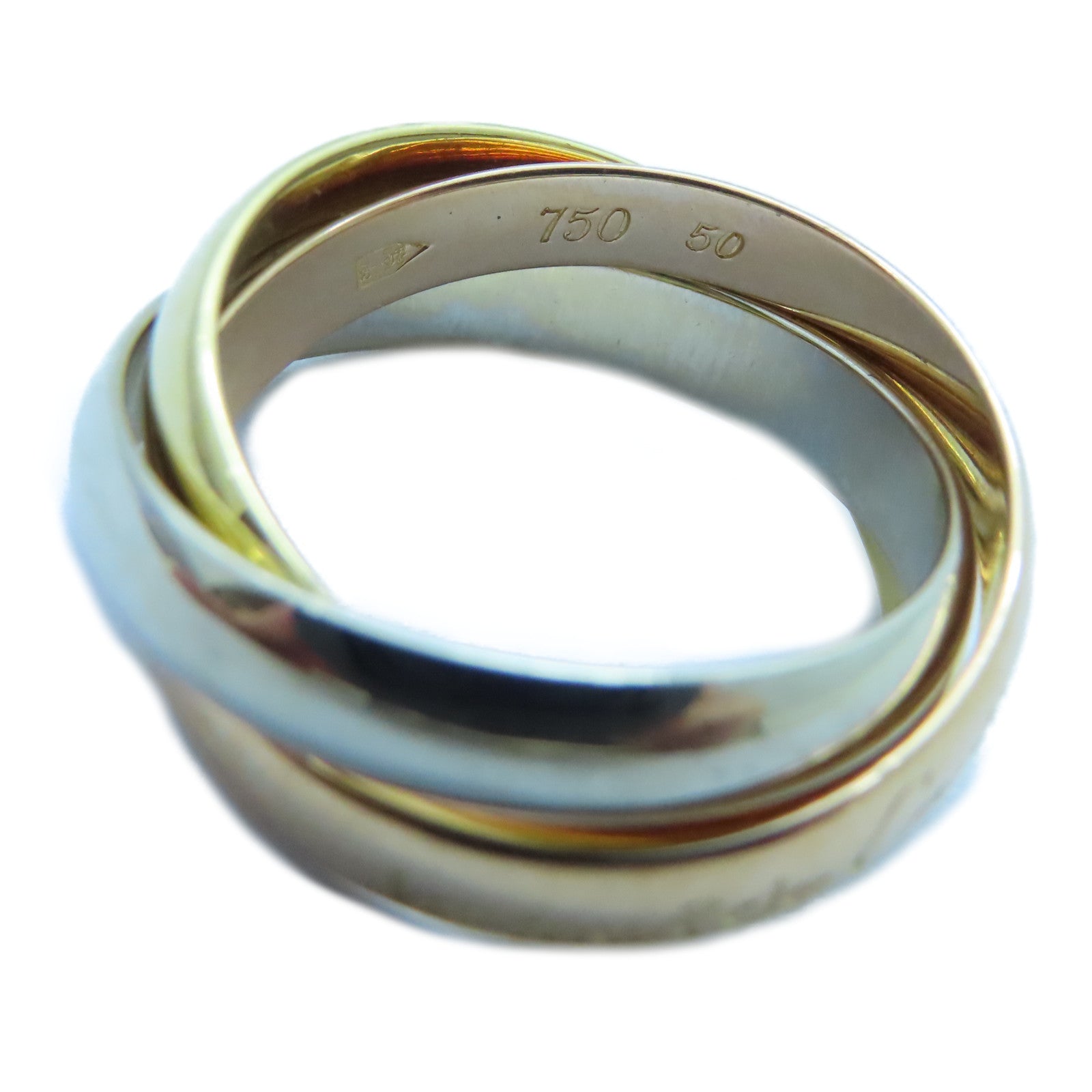 CARTIER 18K黃金/白金/玫瑰金Trinity戒指Cartier#50/US#5.25