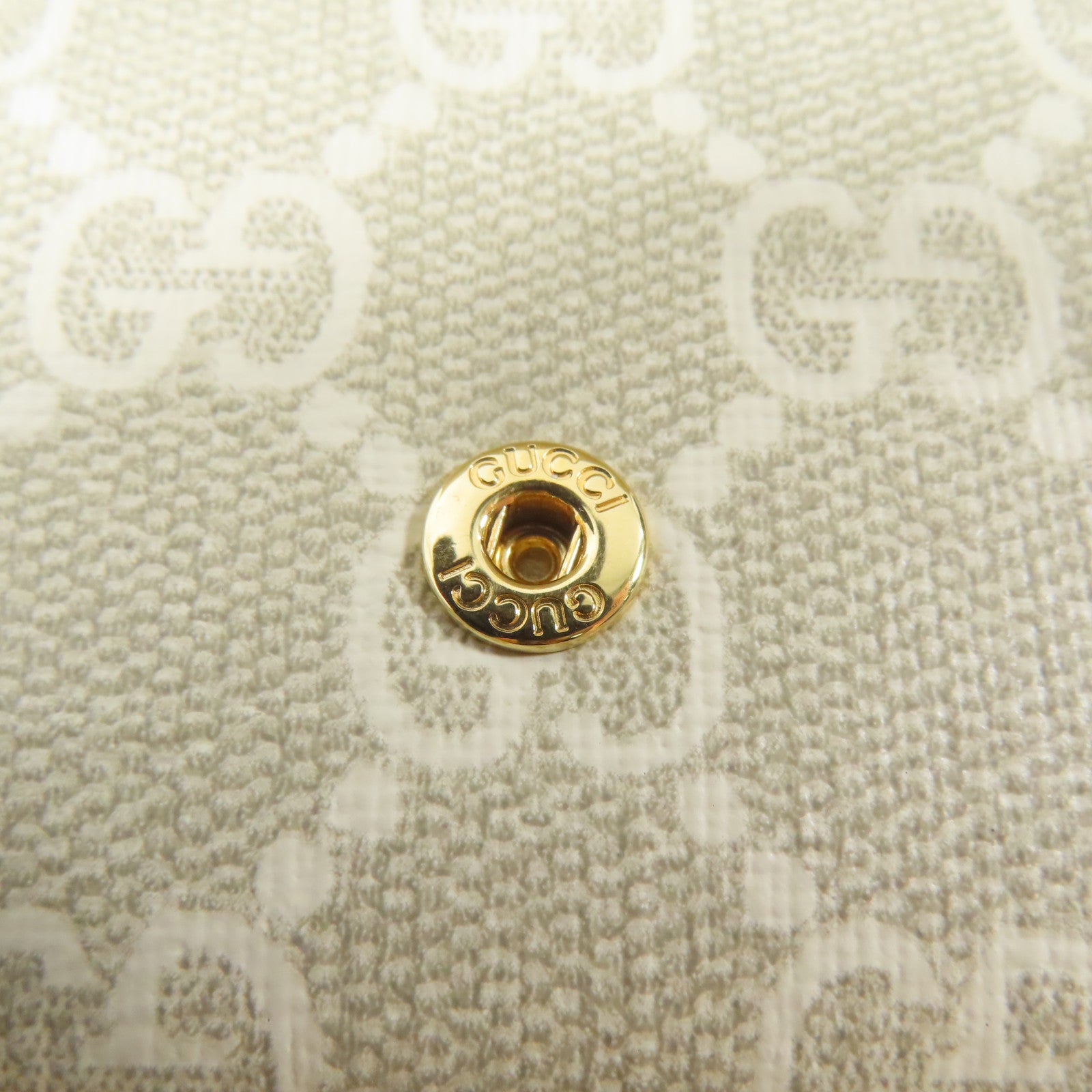 GUCCI 塗層帆布/牛皮皮革Card Case金扣錢包米色