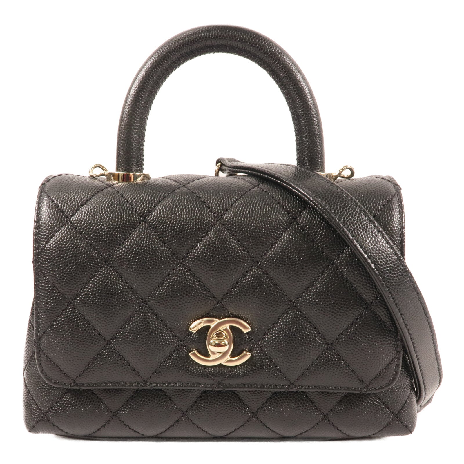 CHANEL 【激減優惠】牛皮皮革Coco Handle Mini金扣手挽肩背兩用袋