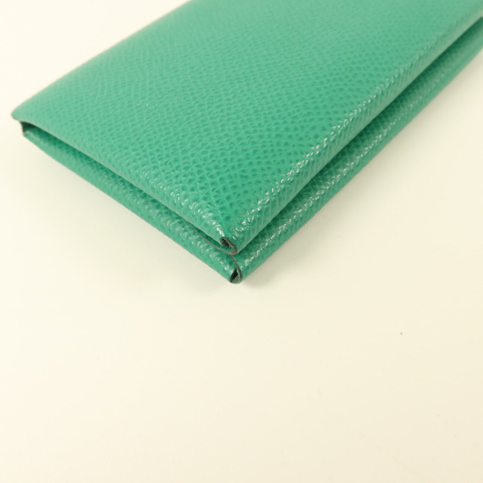 HERMES Epsom皮革Calvi Duo Compact Card Holder卡片套Vert Vertigo