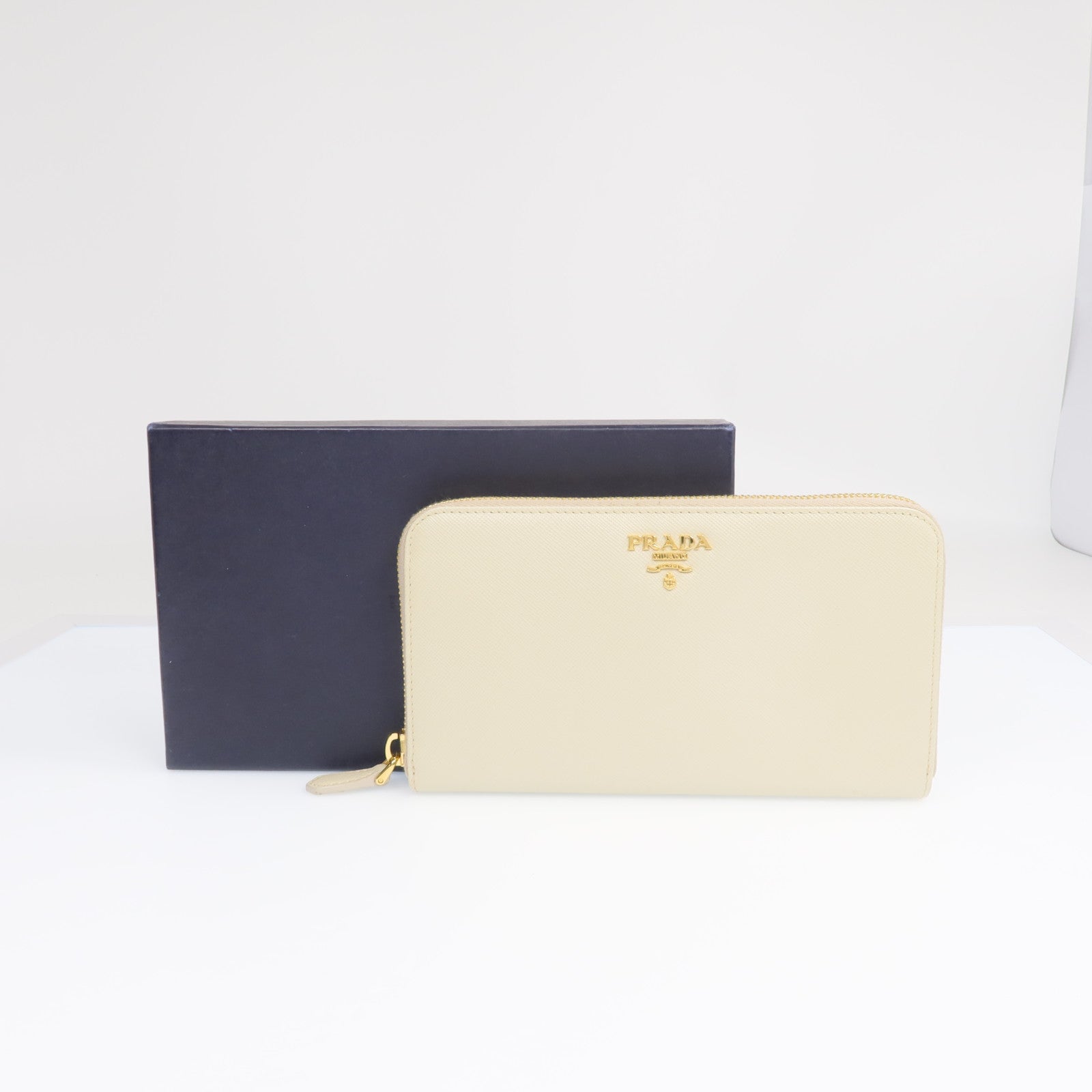 PRADA Saffiano皮革Zipper Long Wallet金扣長錢包