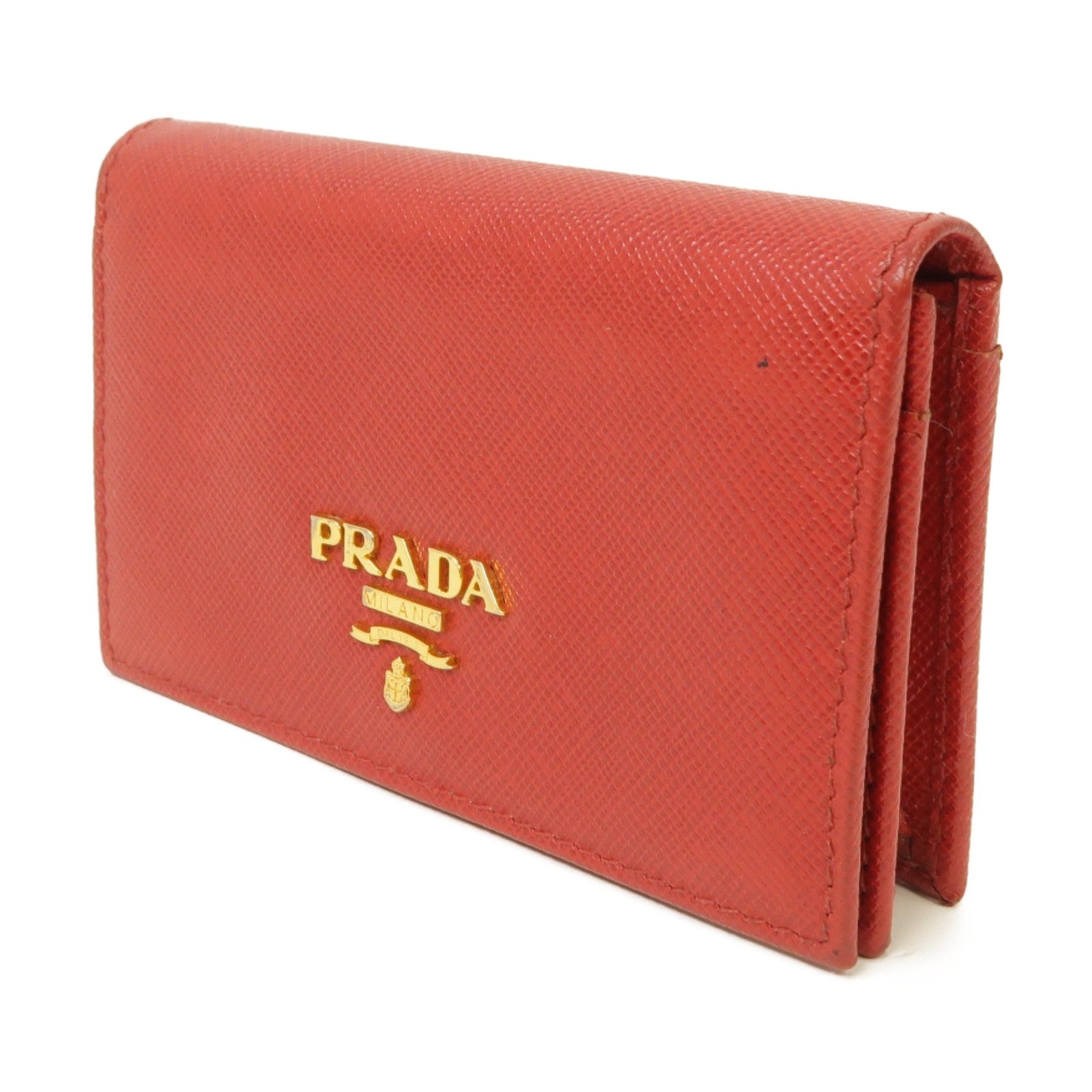 PRADA 【激減優惠】Saffiano皮革Card Case金扣卡片套紅色