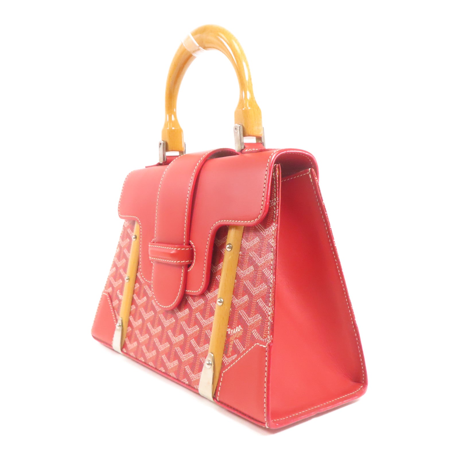 GOYARD 塗層帆布/皮革Saigon PM Handbag銀扣手挽袋