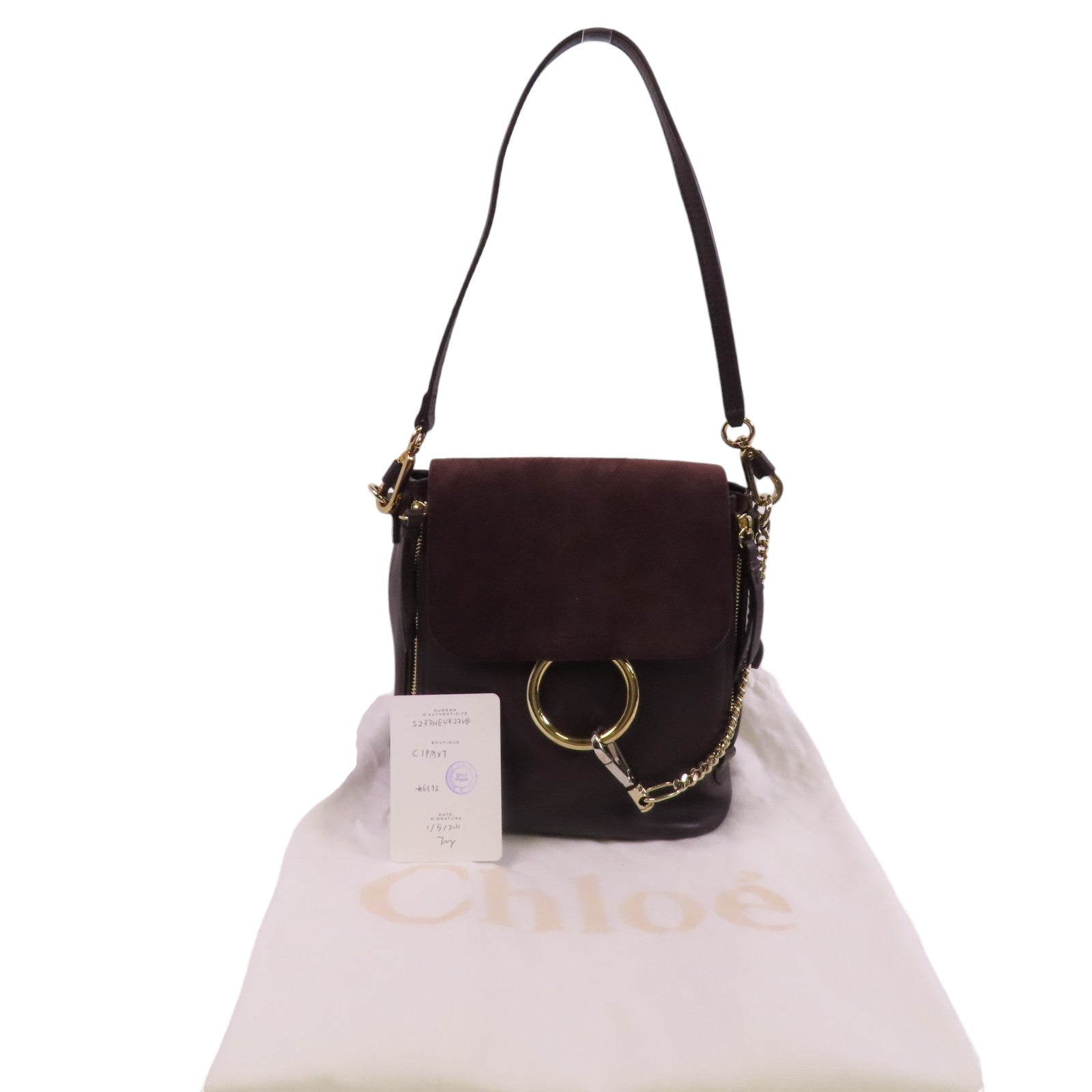 Chloe 牛皮皮革Faye金扣肩背背包兩用袋