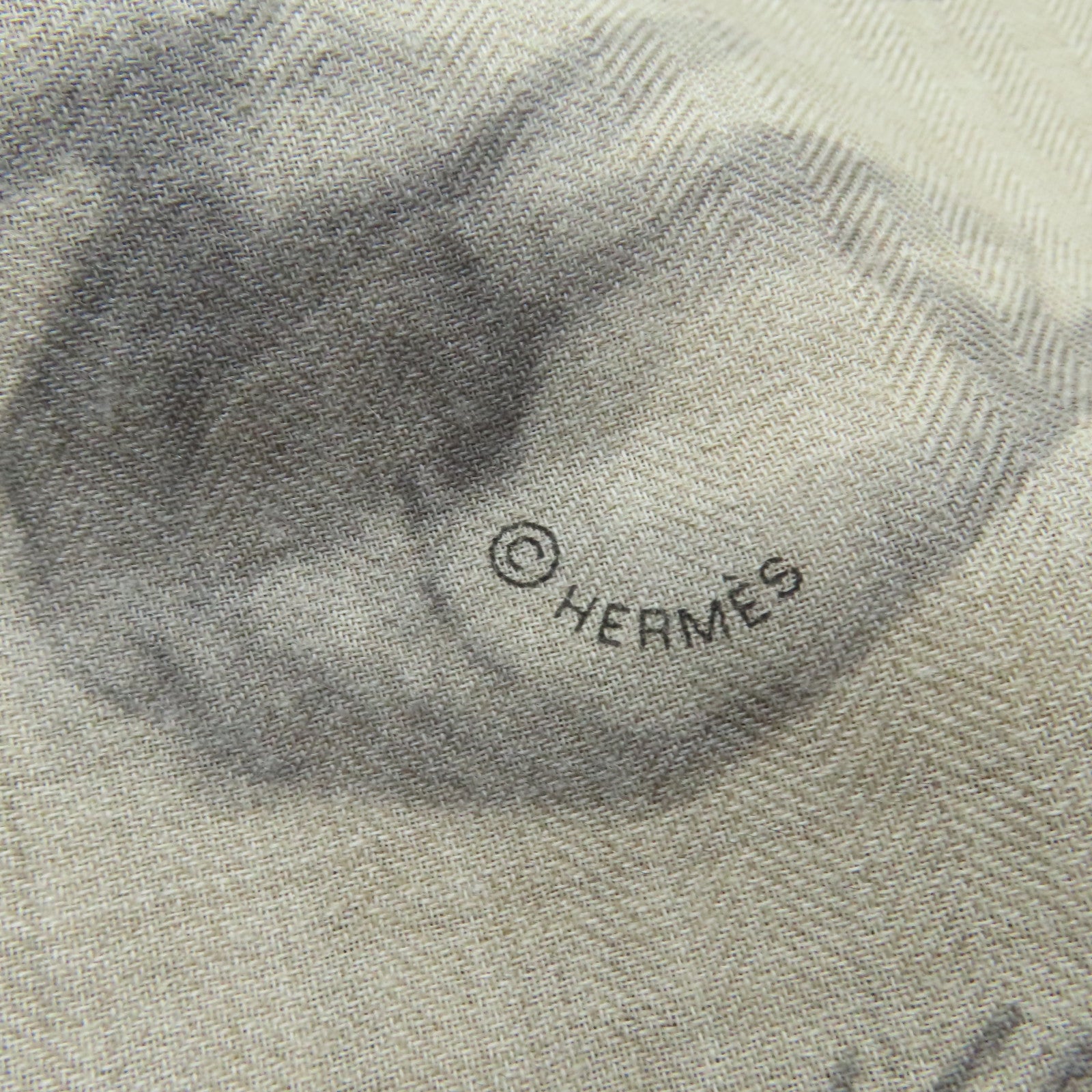 HERMES 羊絨/絲質Scarf圍巾灰色/紅色
