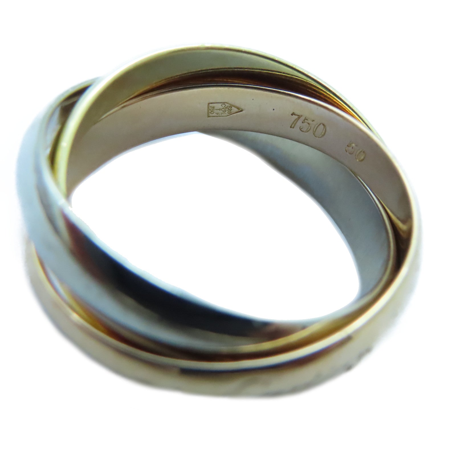 CARTIER 18K黃金/白金/玫瑰金Trinity戒指Cartier#50/US#5.25