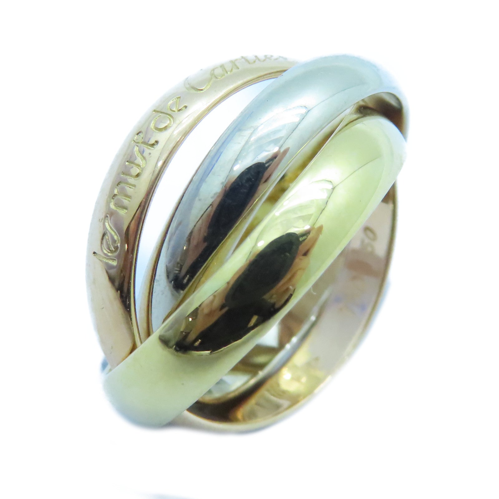 CARTIER 18K黃金/白金/玫瑰金Trinity戒指Cartier#50/US#5.25