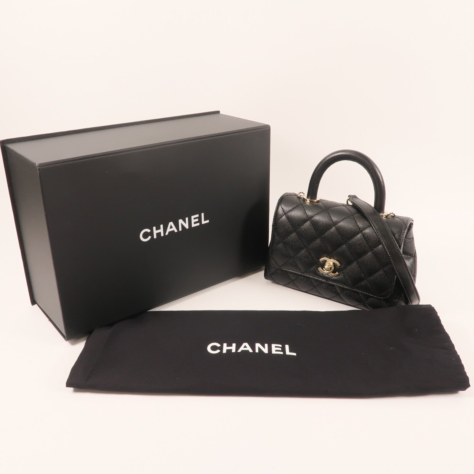 CHANEL 【激減優惠】牛皮皮革Coco Handle Mini金扣手挽肩背兩用袋