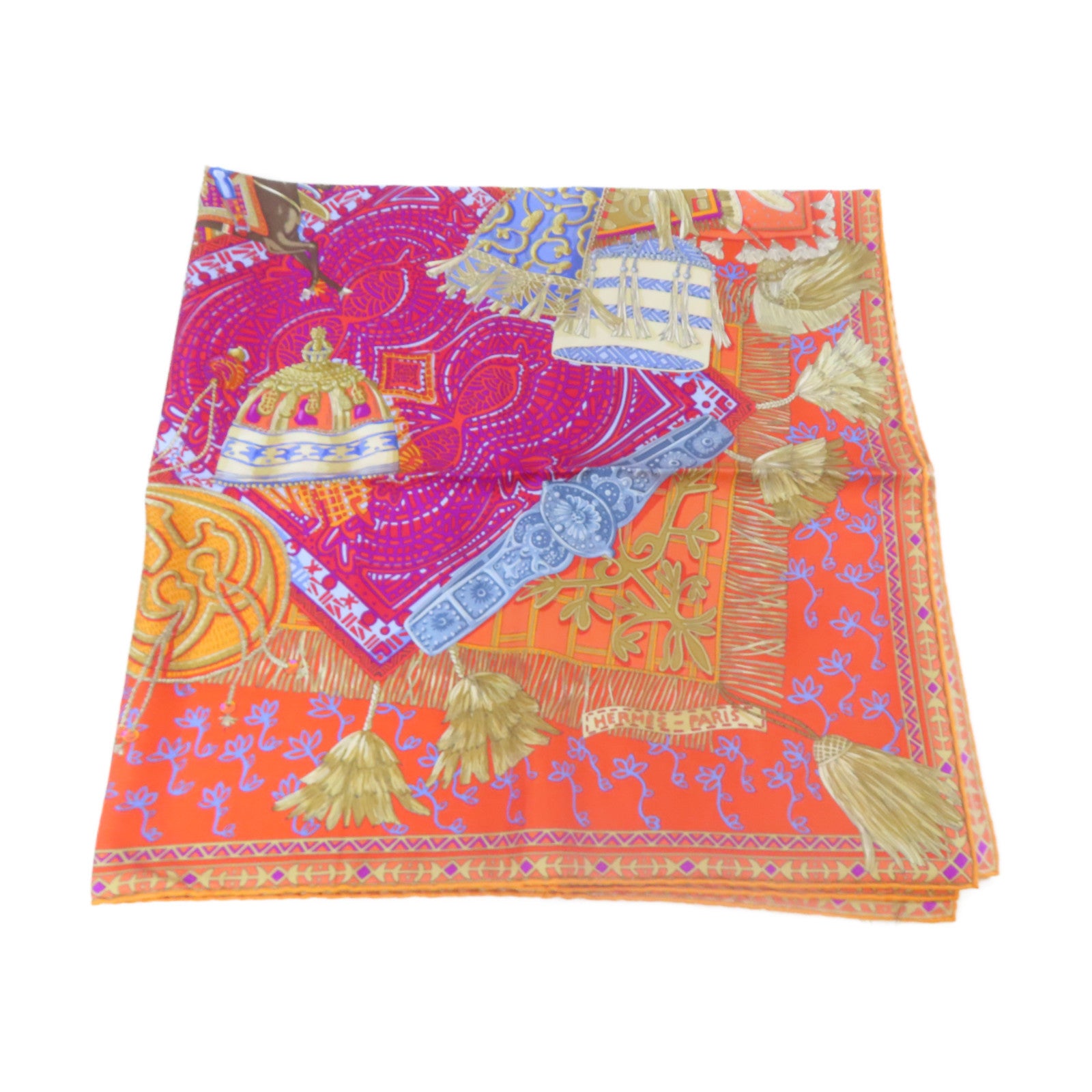 HERMES 【激減優惠】絲質Scarf 90x90cm絲巾橙色/藍色/紫色