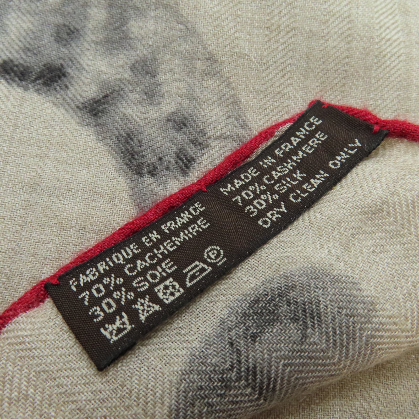 HERMES 羊絨/絲質Scarf圍巾灰色/紅色