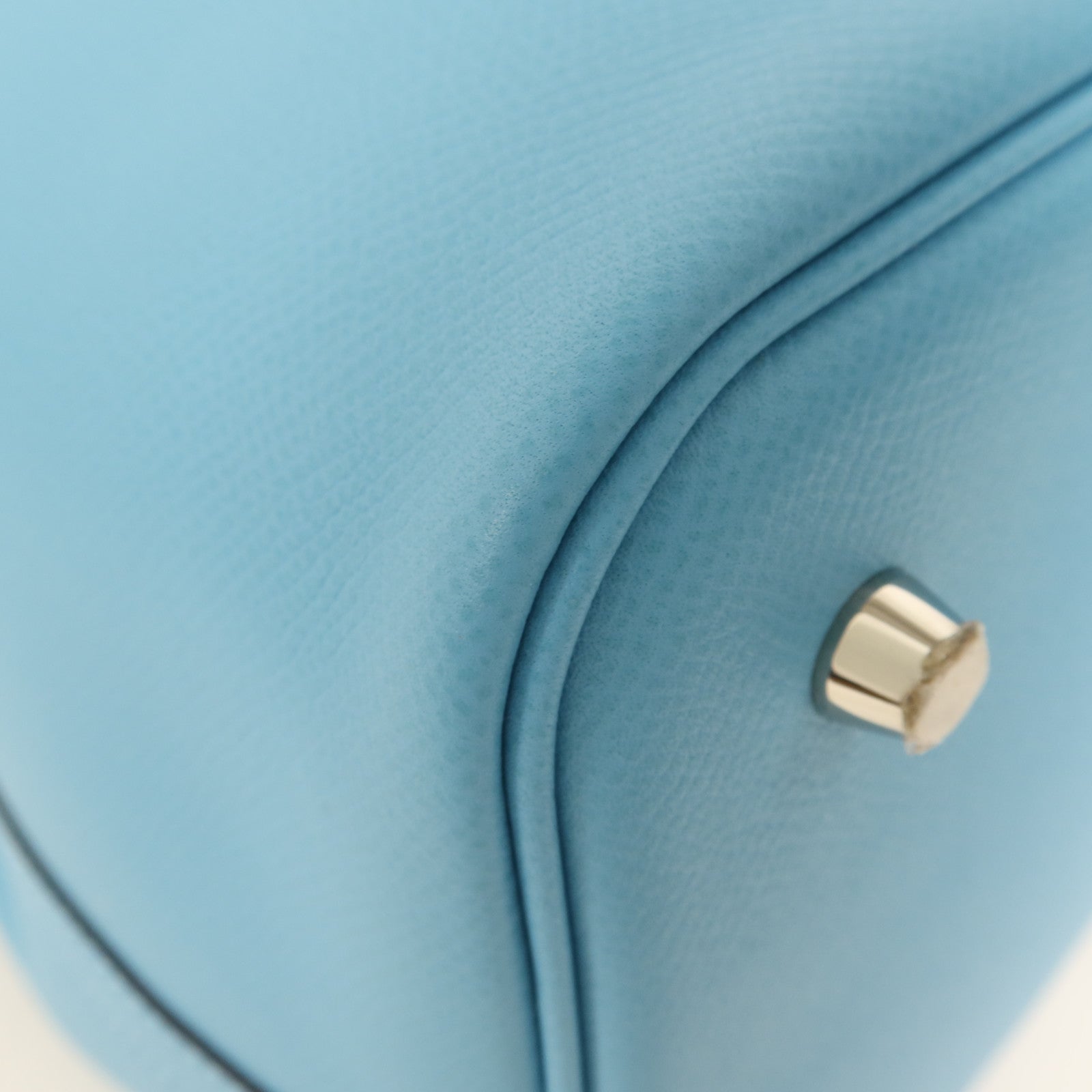 HERMES Epsom皮革Picotin MM銀扣手挽袋P3/Blue De Nord