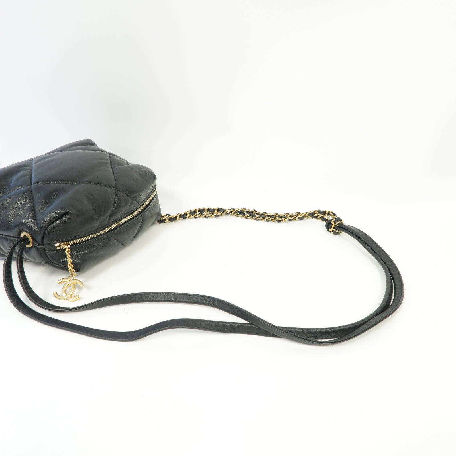 CHANEL **【激減優惠】菱格牛皮皮革Chain Shoulder Bag金扣鏈帶肩背袋黒色
