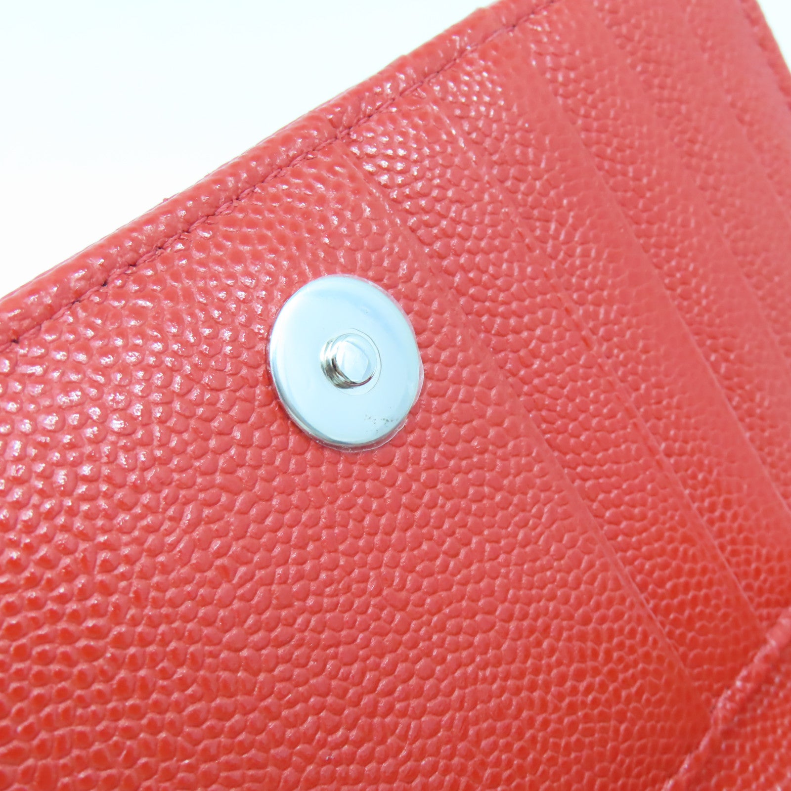 CHANEL 菱格Caviar皮革Wallet On Chain銀扣鏈帶肩背袋橙紅色