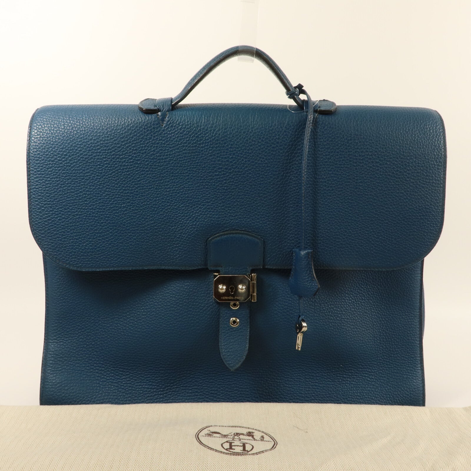 HERMES Togo皮革Sac A Depeches 38手挽袋Bleu Izmir