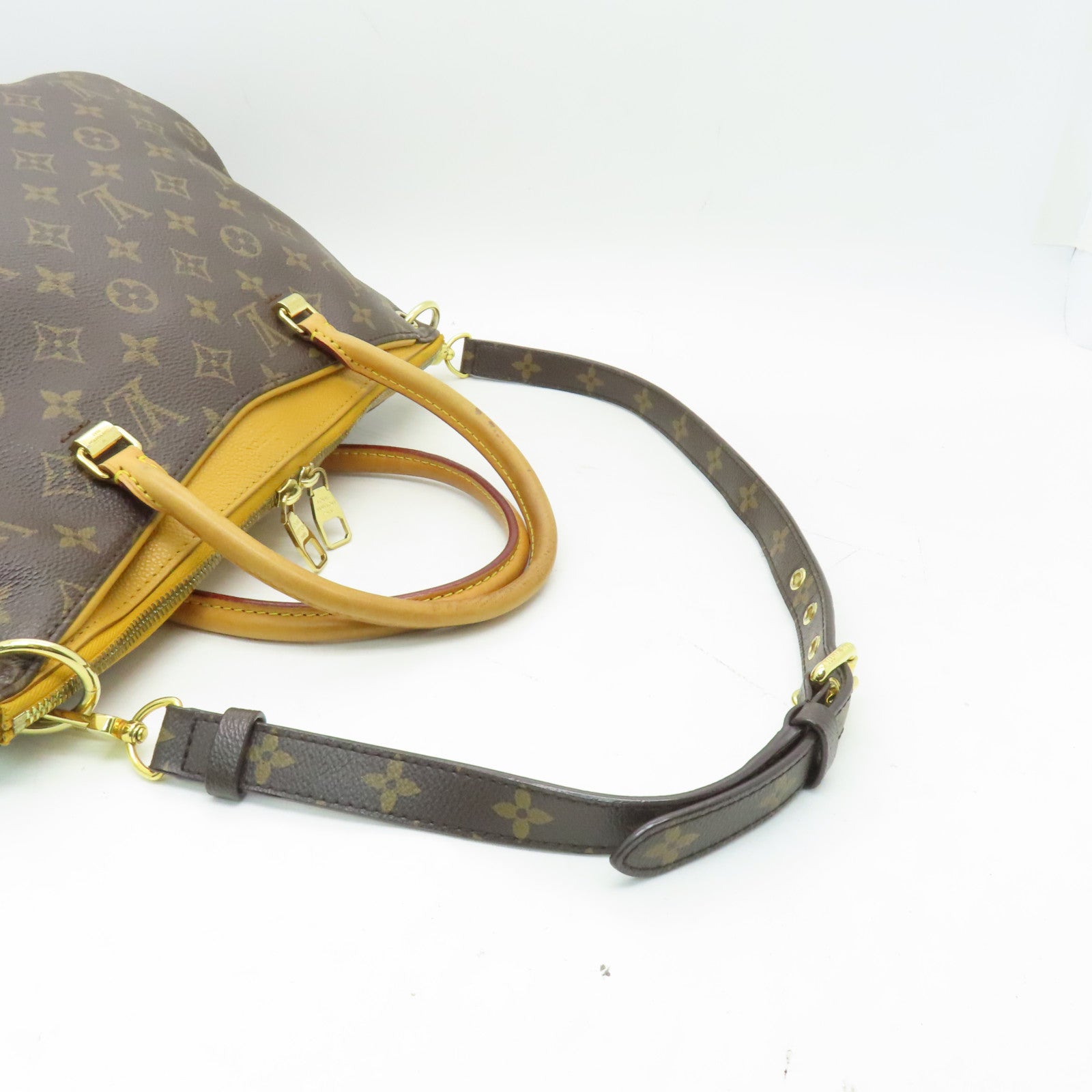 LOUIS VUITTON **【清倉大減價】Monogram皮革Pallas金扣肩背袋黃色/啡色