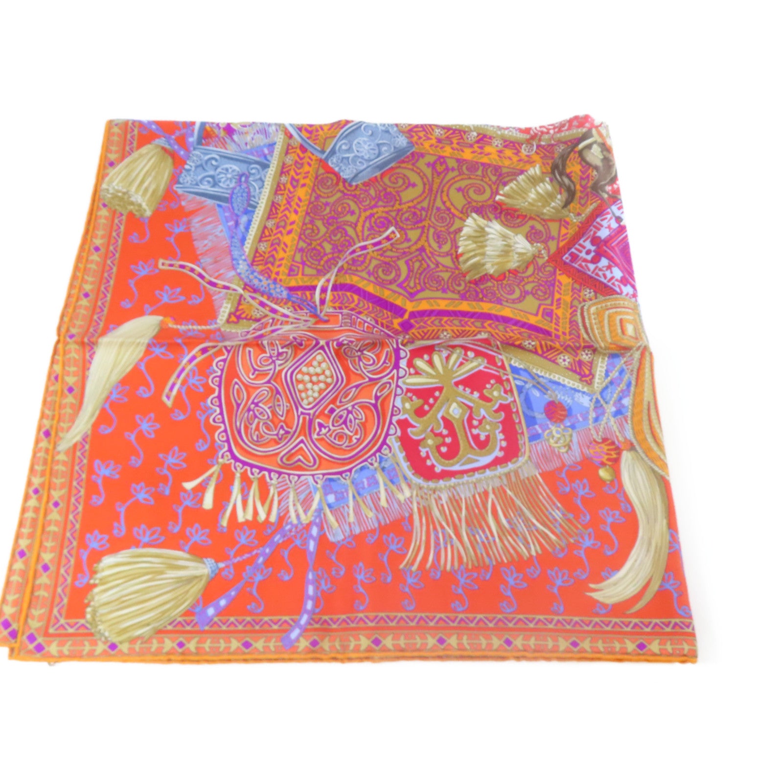 HERMES 【激減優惠】絲質Scarf 90x90cm絲巾橙色/藍色/紫色