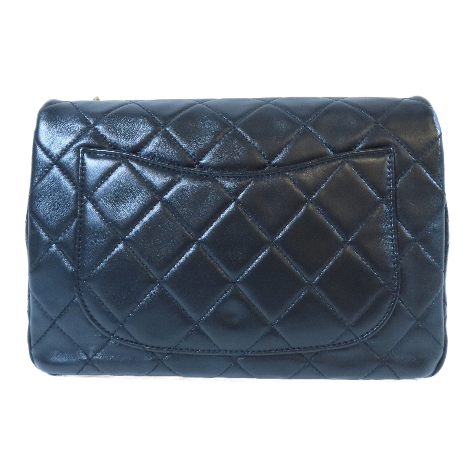 CHANEL 羊皮皮革Chain Flap Bag金扣鏈帶肩背袋黑色