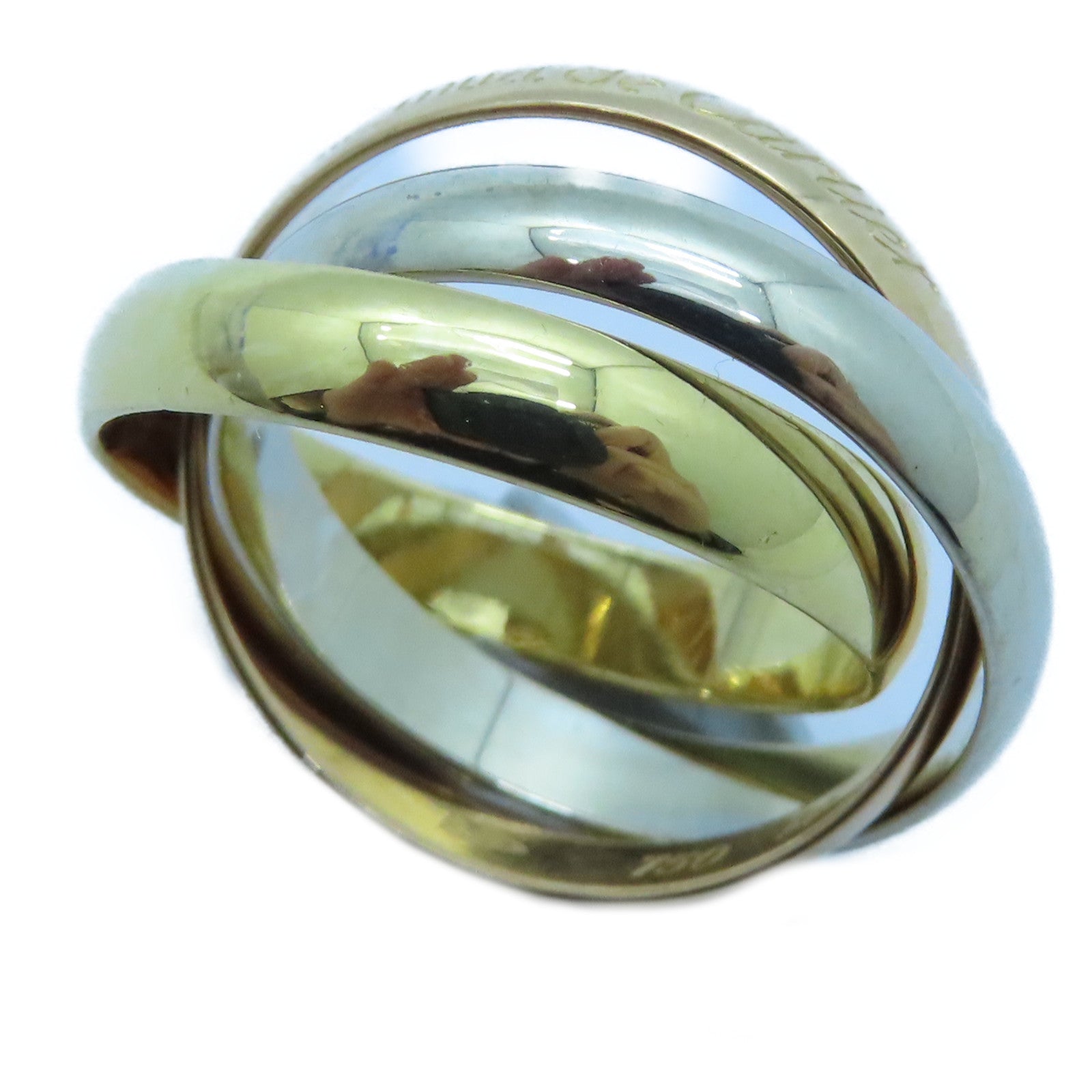 CARTIER 18K黃金/白金/玫瑰金Trinity戒指Cartier#50/US#5.25