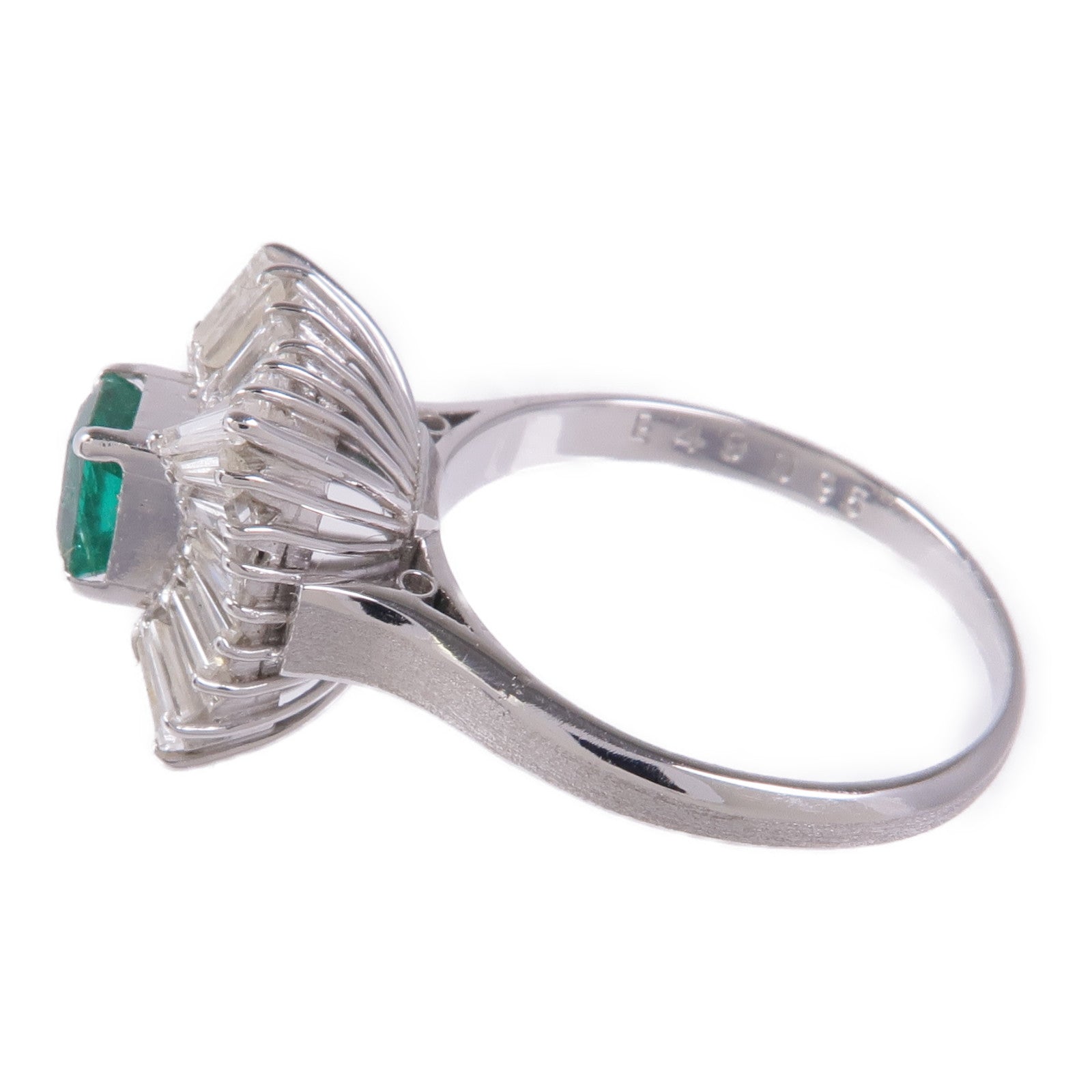 JEWELRY PM900鈀Emerald/Diamond Ring綠寶石/鑽石戒指US#5.75