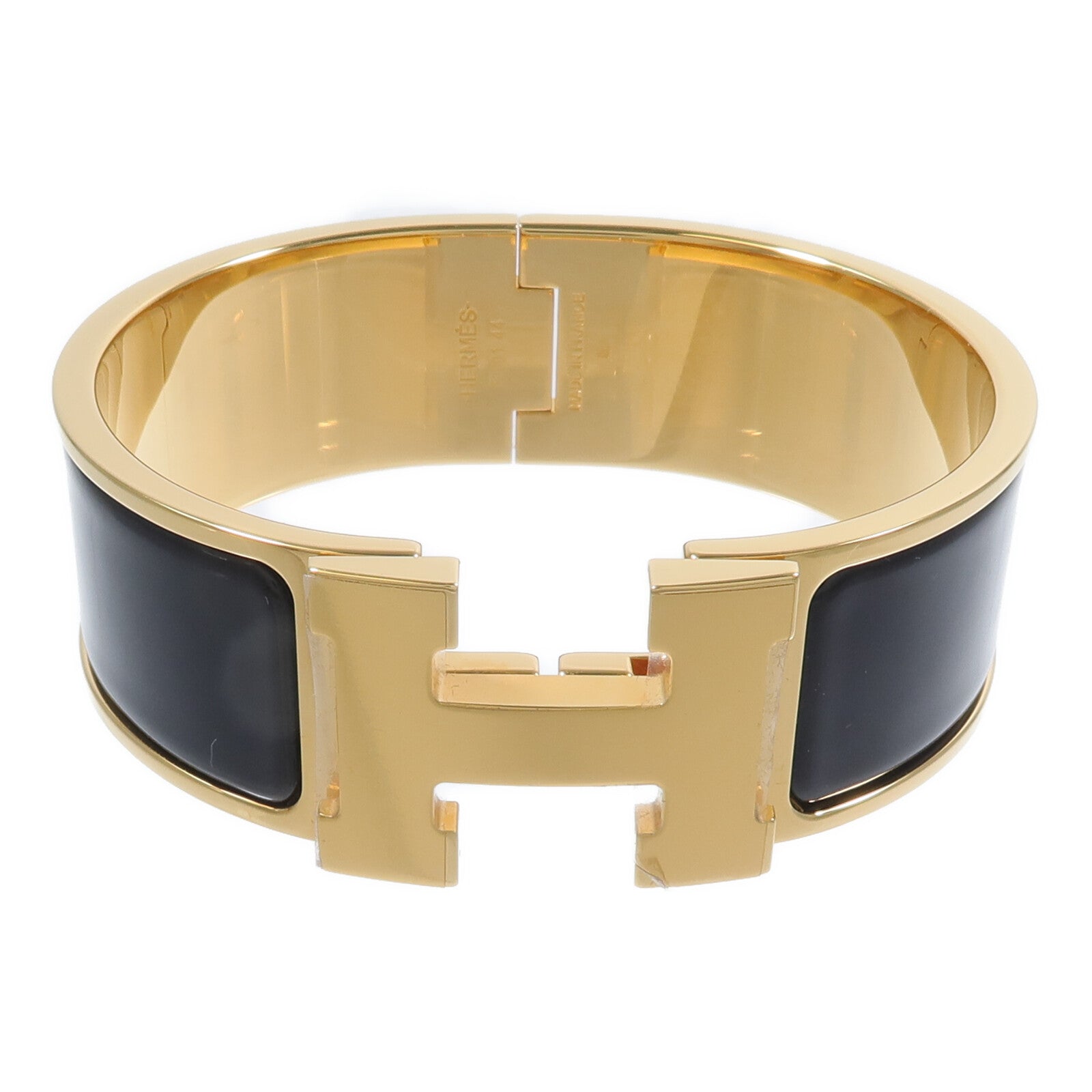 HERMES 金屬/琺瑯Clic-Clac H Bracelet手鐲Noir
