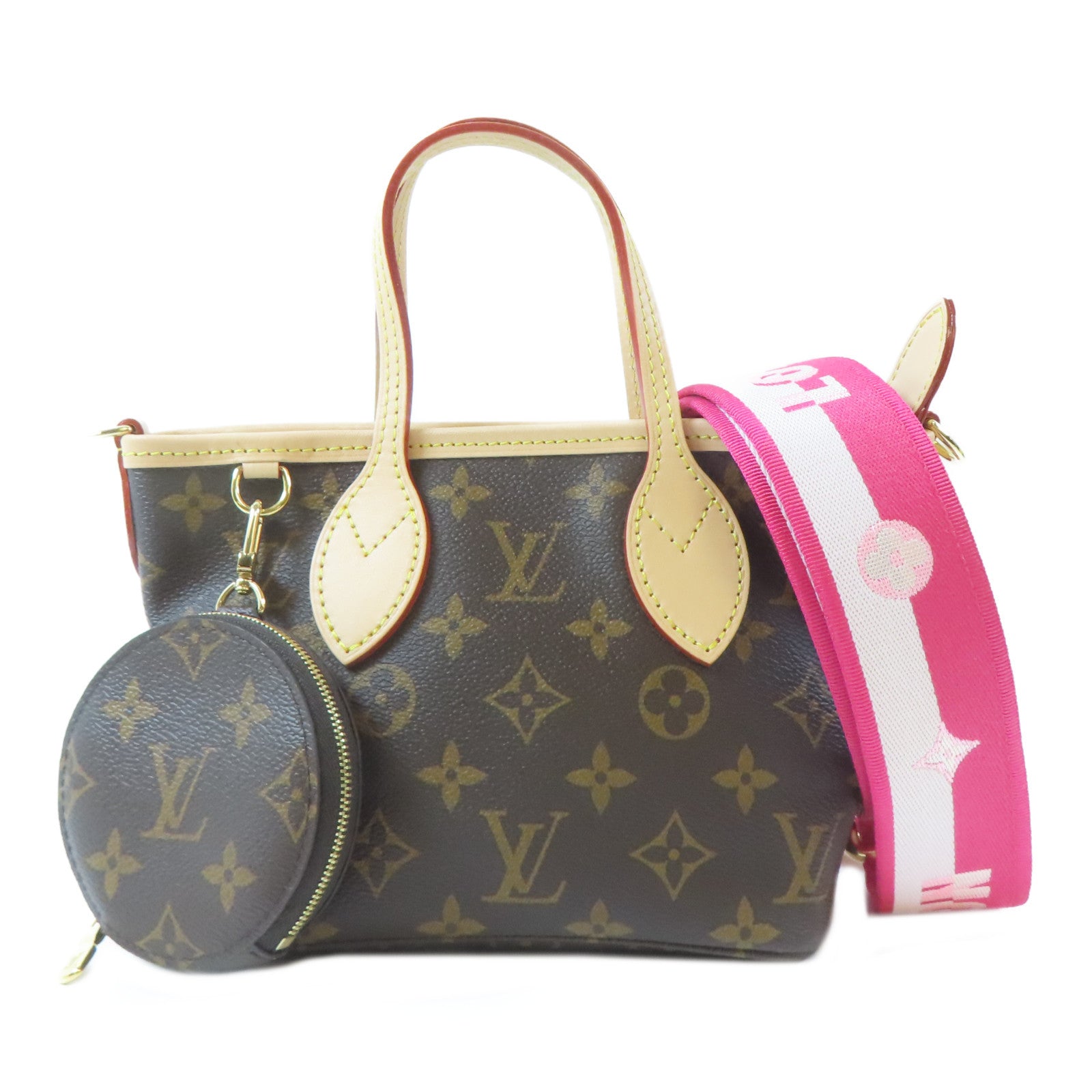 LOUIS VUITTON Monogram Neverfull BB金扣手挽肩背兩用袋啡色