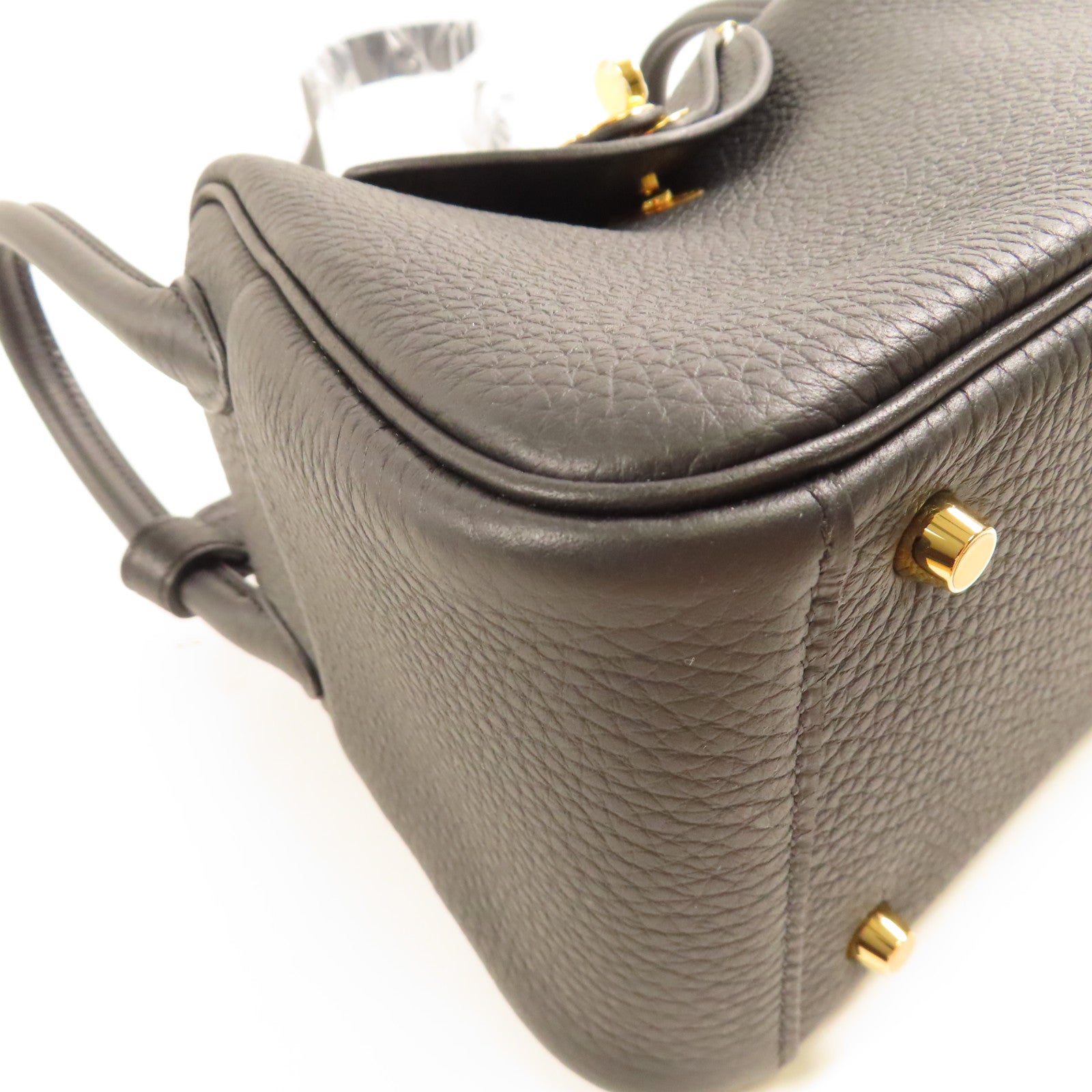 HERMES【激減優惠】 Clemence皮革Mini Lindy金扣手挽肩背兩用袋Noir