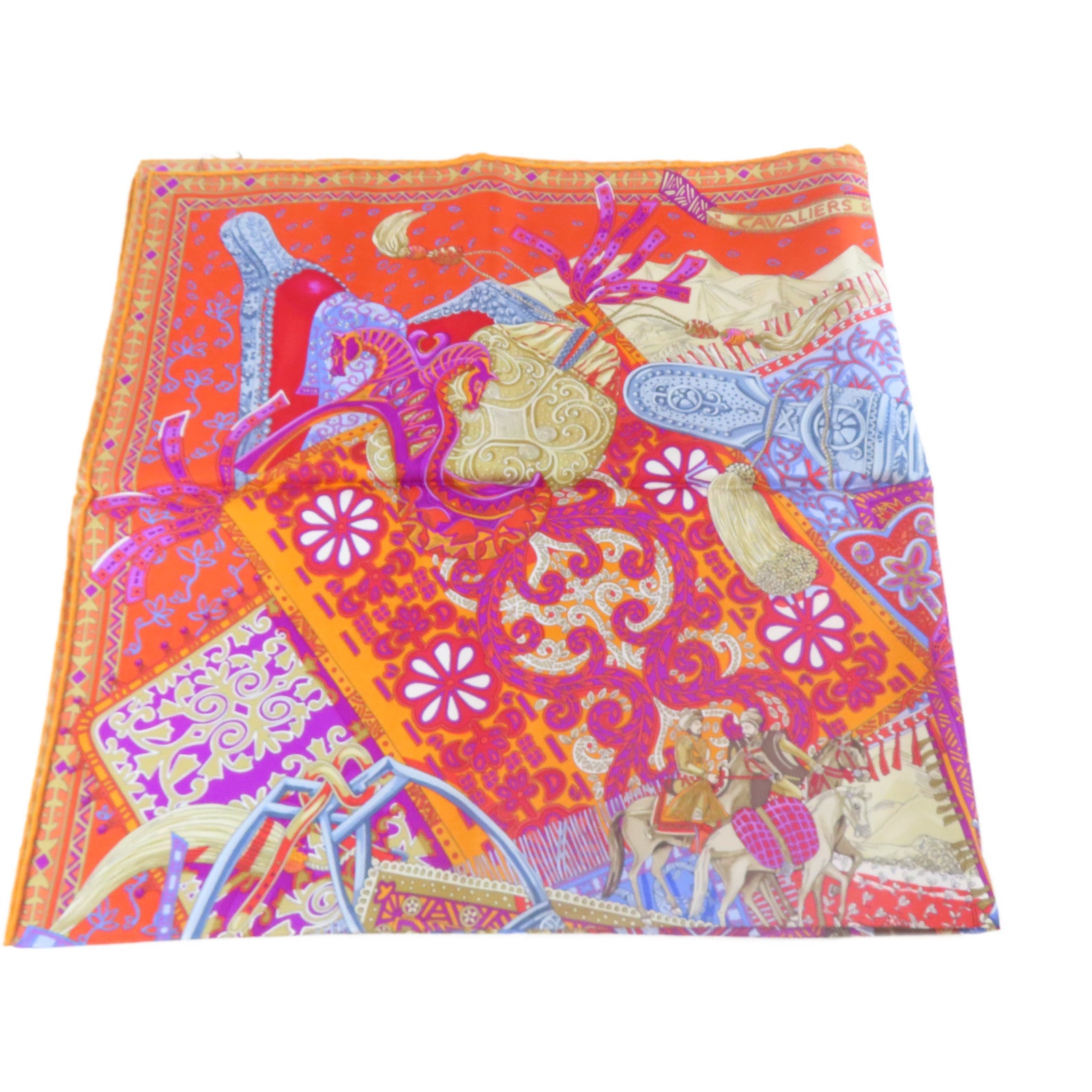 HERMES 【激減優惠】絲質Scarf 90x90cm絲巾橙色/藍色/紫色