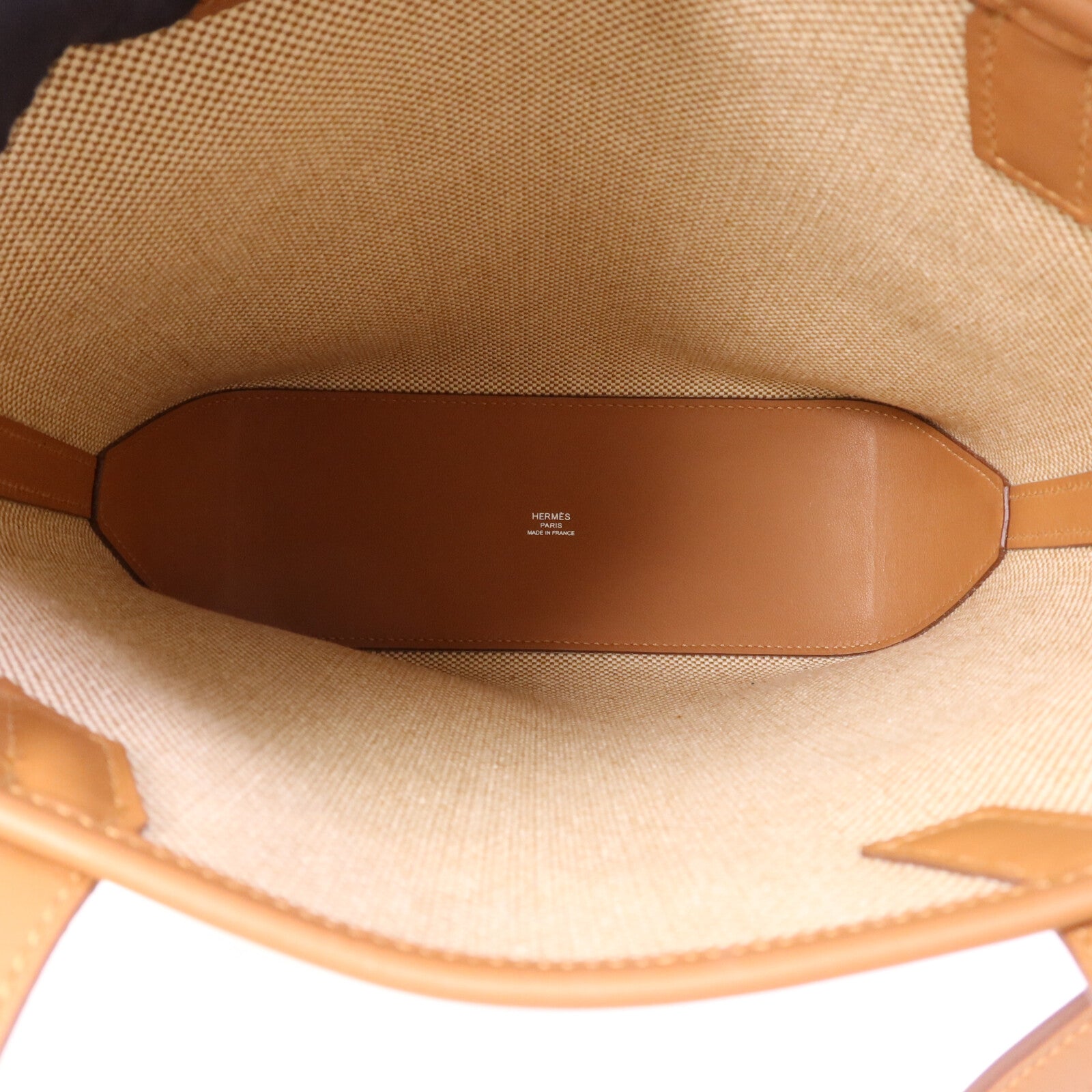 HERMES 帆布Cabas H En Biais 27手挽肩背兩用袋Gold