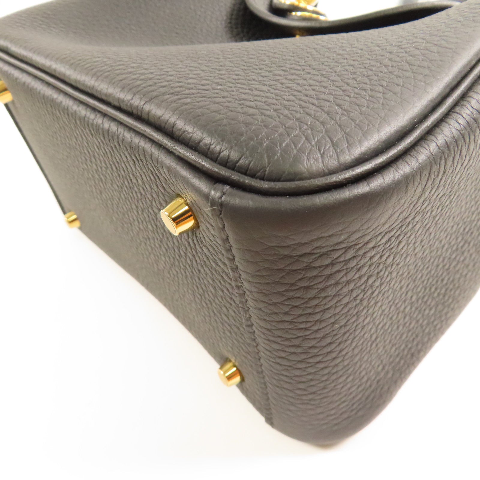 HERMES【激減優惠】 Clemence皮革Mini Lindy金扣手挽肩背兩用袋Noir
