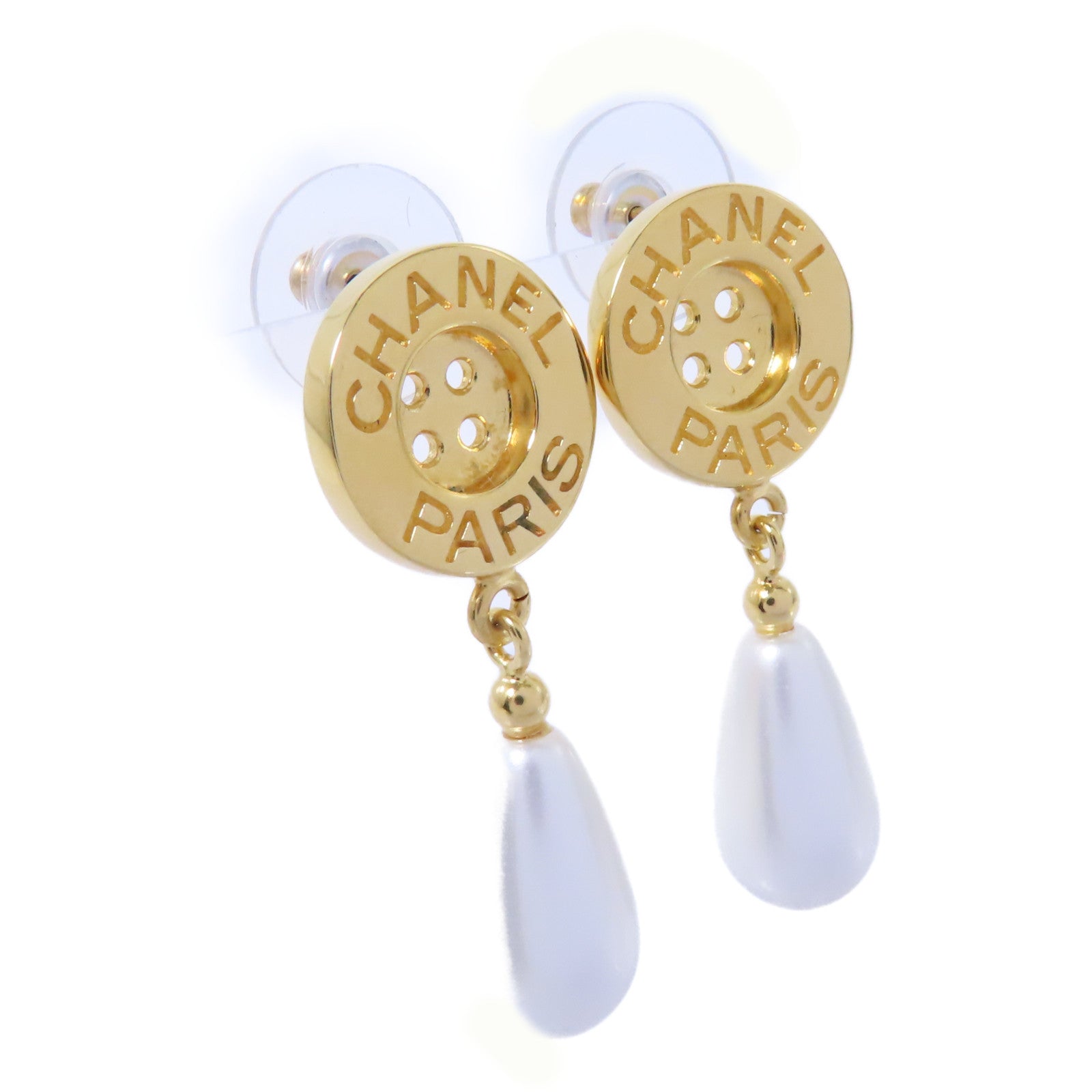 CHANEL PVC/金屬Earrings耳環金色/白色