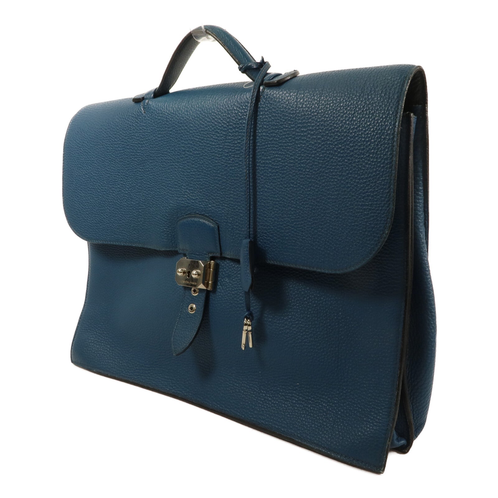 HERMES Togo皮革Sac A Depeches 38手挽袋Bleu Izmir