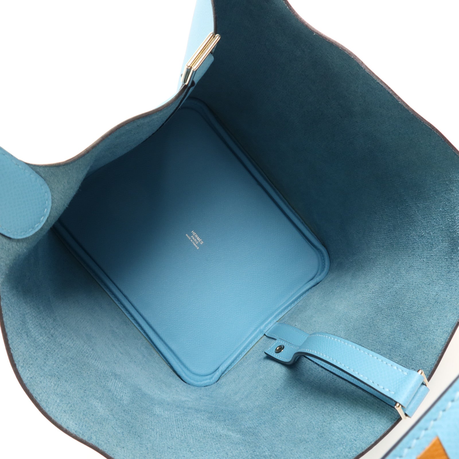 HERMES Epsom皮革Picotin MM銀扣手挽袋P3/Blue De Nord