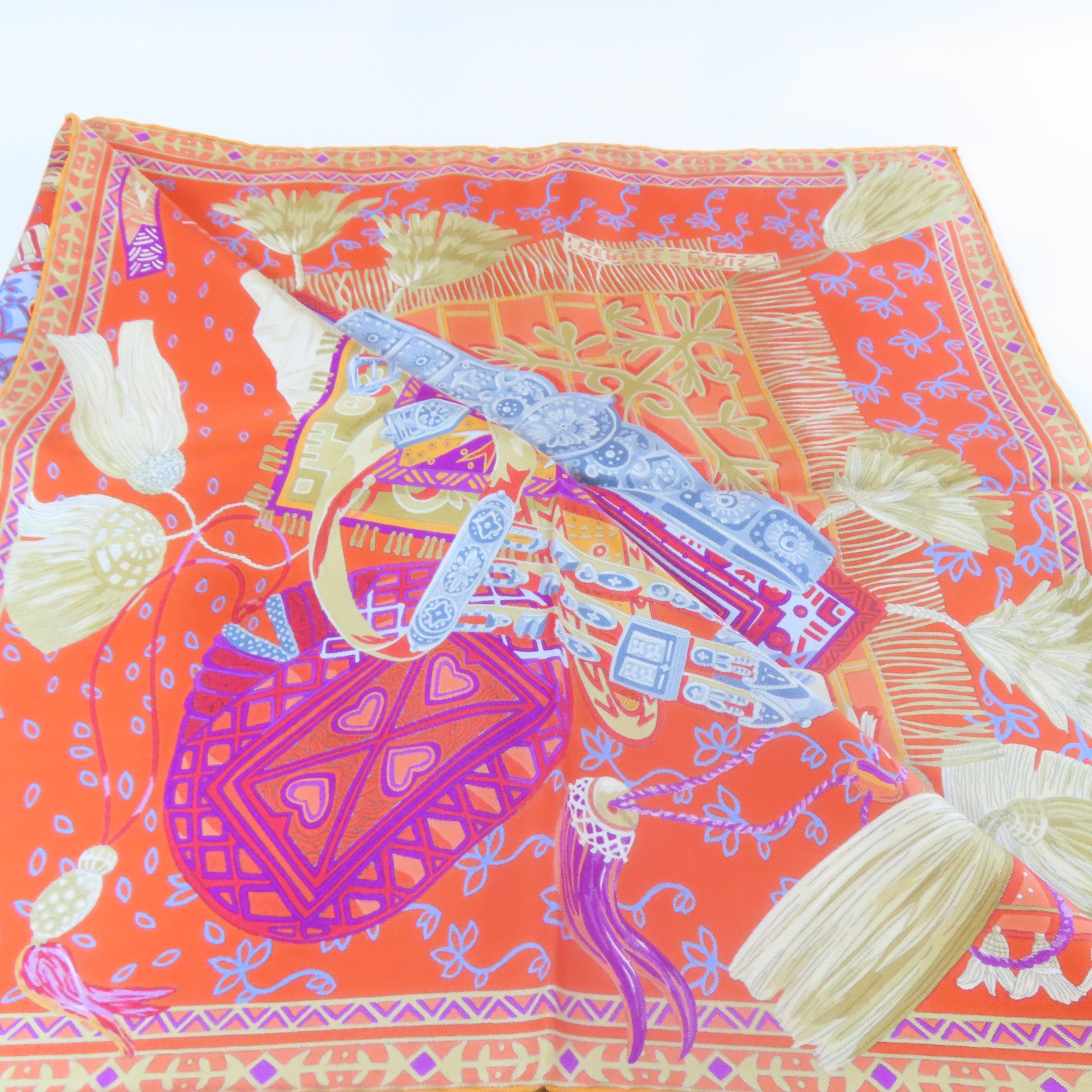 HERMES 【激減優惠】絲質Scarf 90x90cm絲巾橙色/藍色/紫色