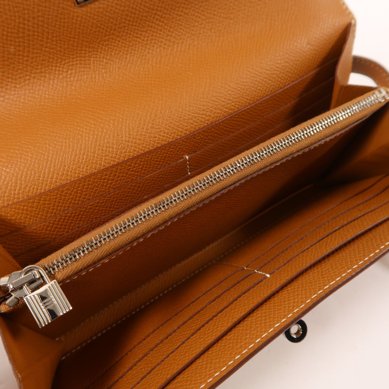 HERMES Epsom皮革Kelly Long Wallet銀扣長錢包