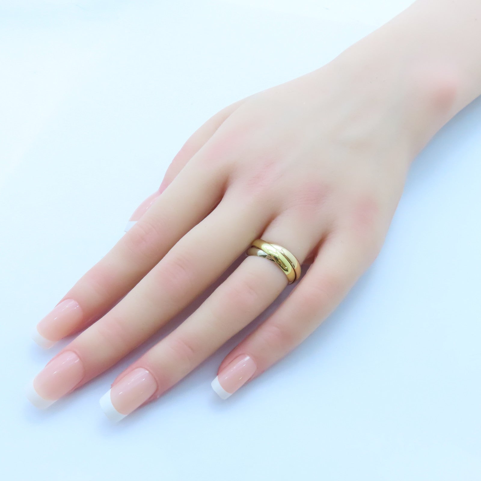 CARTIER 18K黃金/白金/玫瑰金Trinity戒指Cartier#50/US#5.5