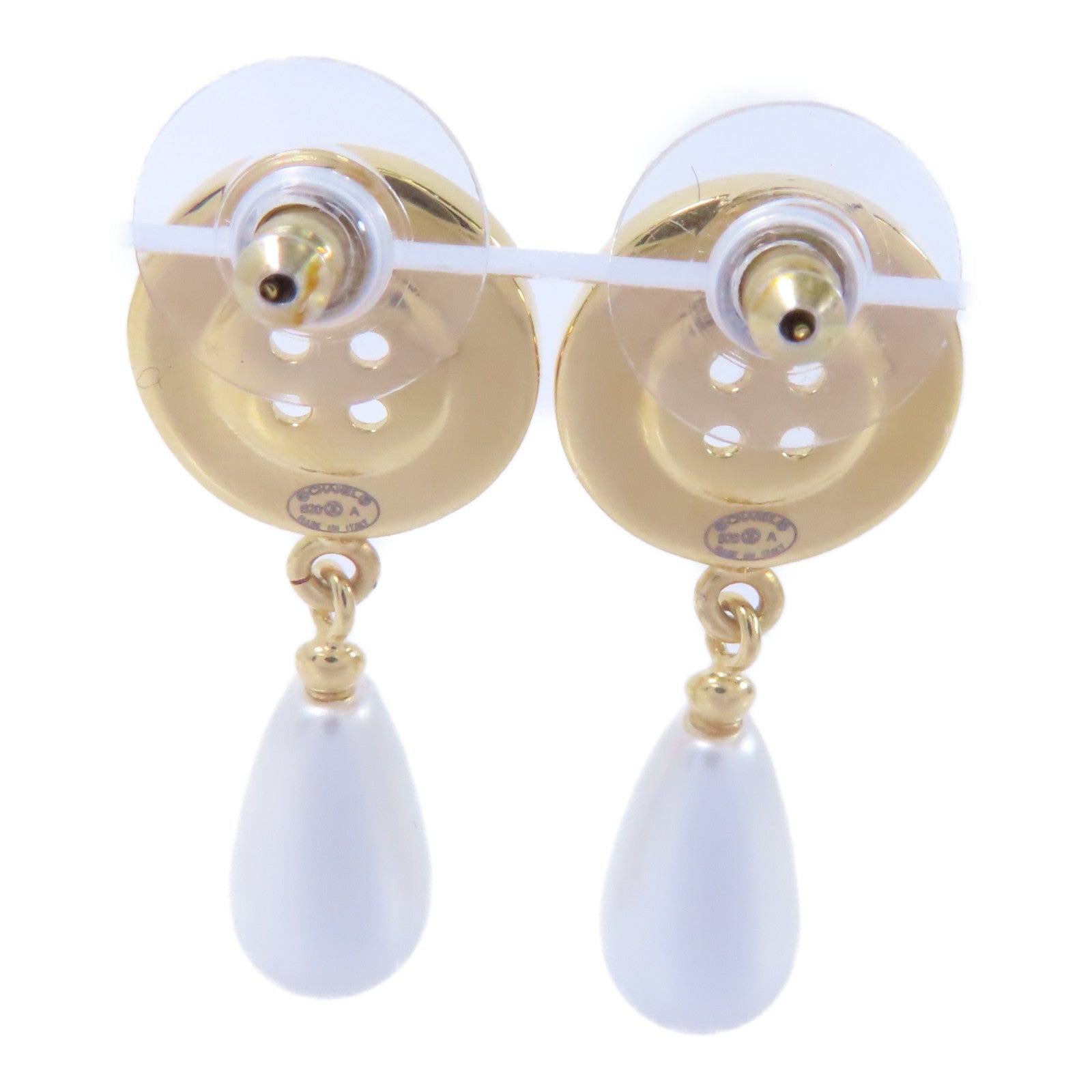CHANEL PVC/金屬Earrings耳環金色/白色