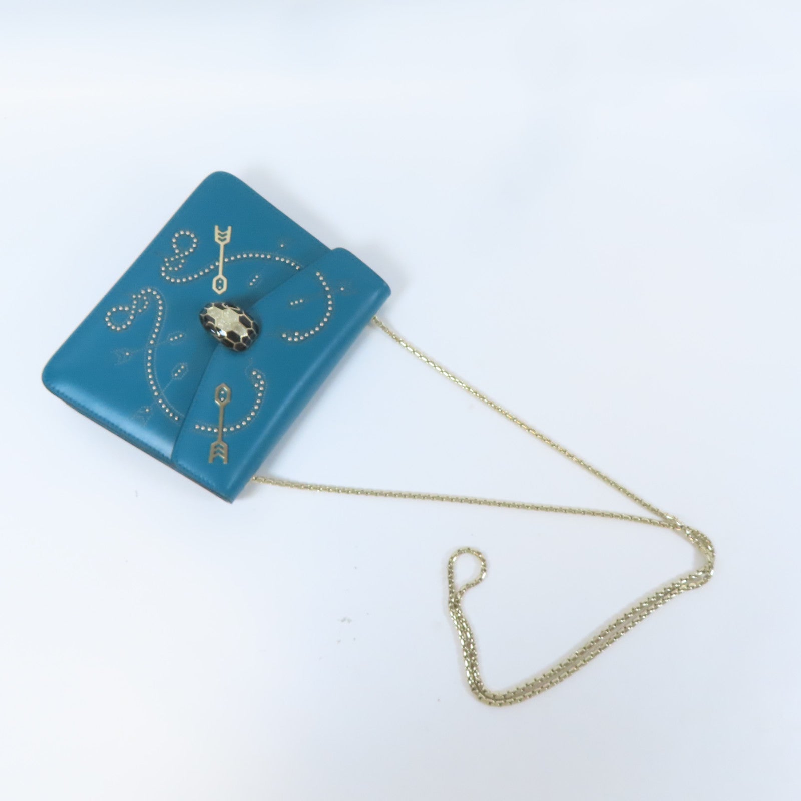BVLGARI 牛皮皮革Serpenti Forever金扣鏈帶肩背袋綠色