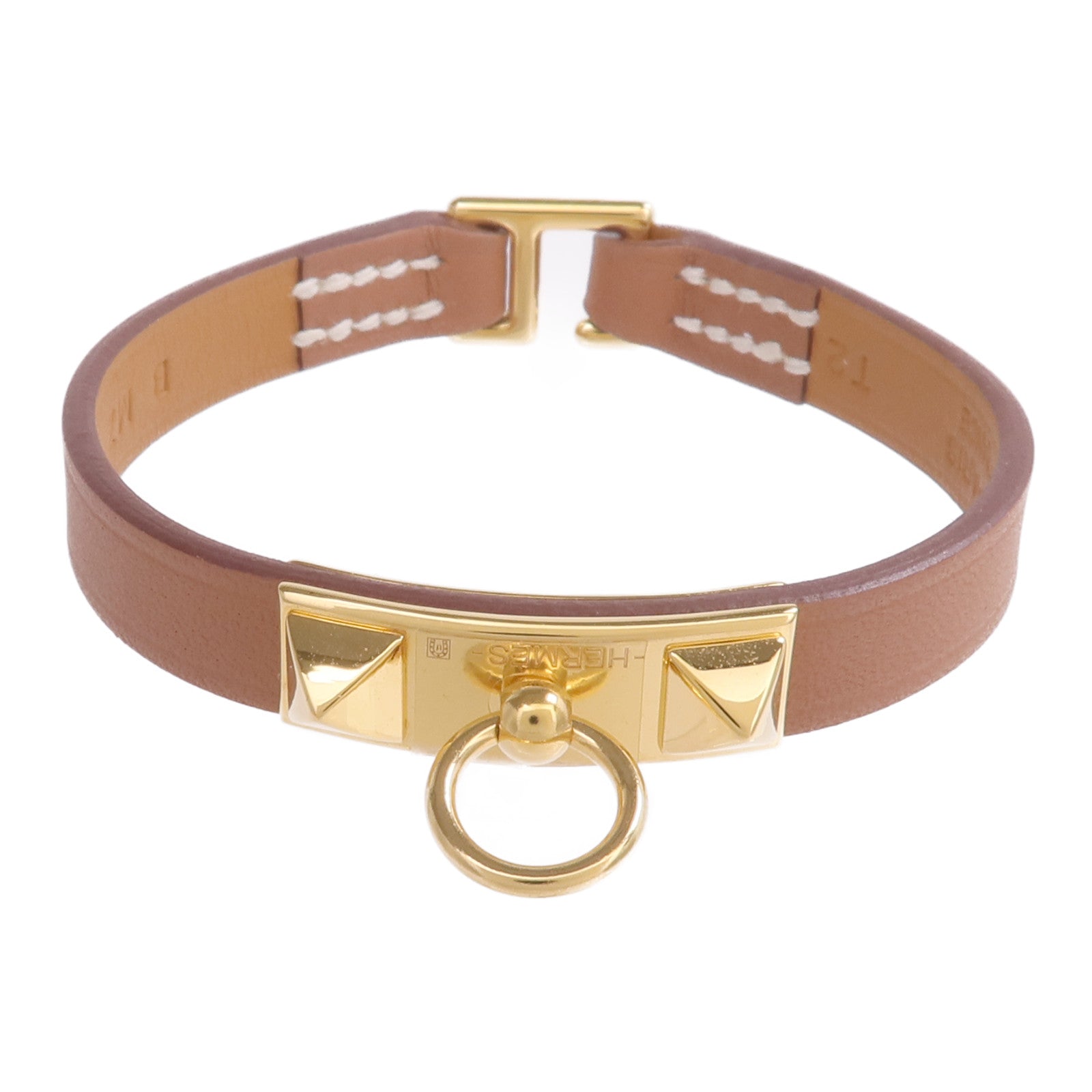 HERMES Swift皮革Mini Rivale Bracelet金扣手帶Gold