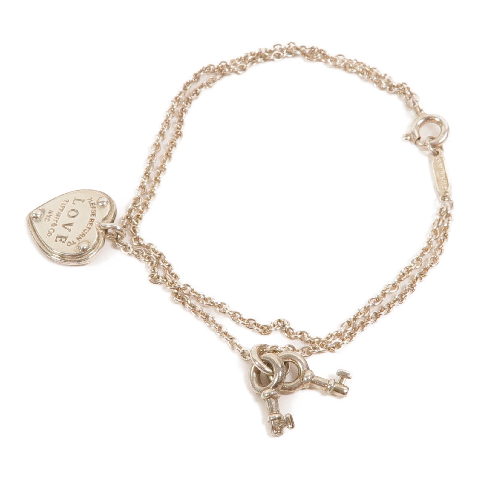 TIFFANY＆CO 925純銀Heart Rock and Key Bracelet手鏈