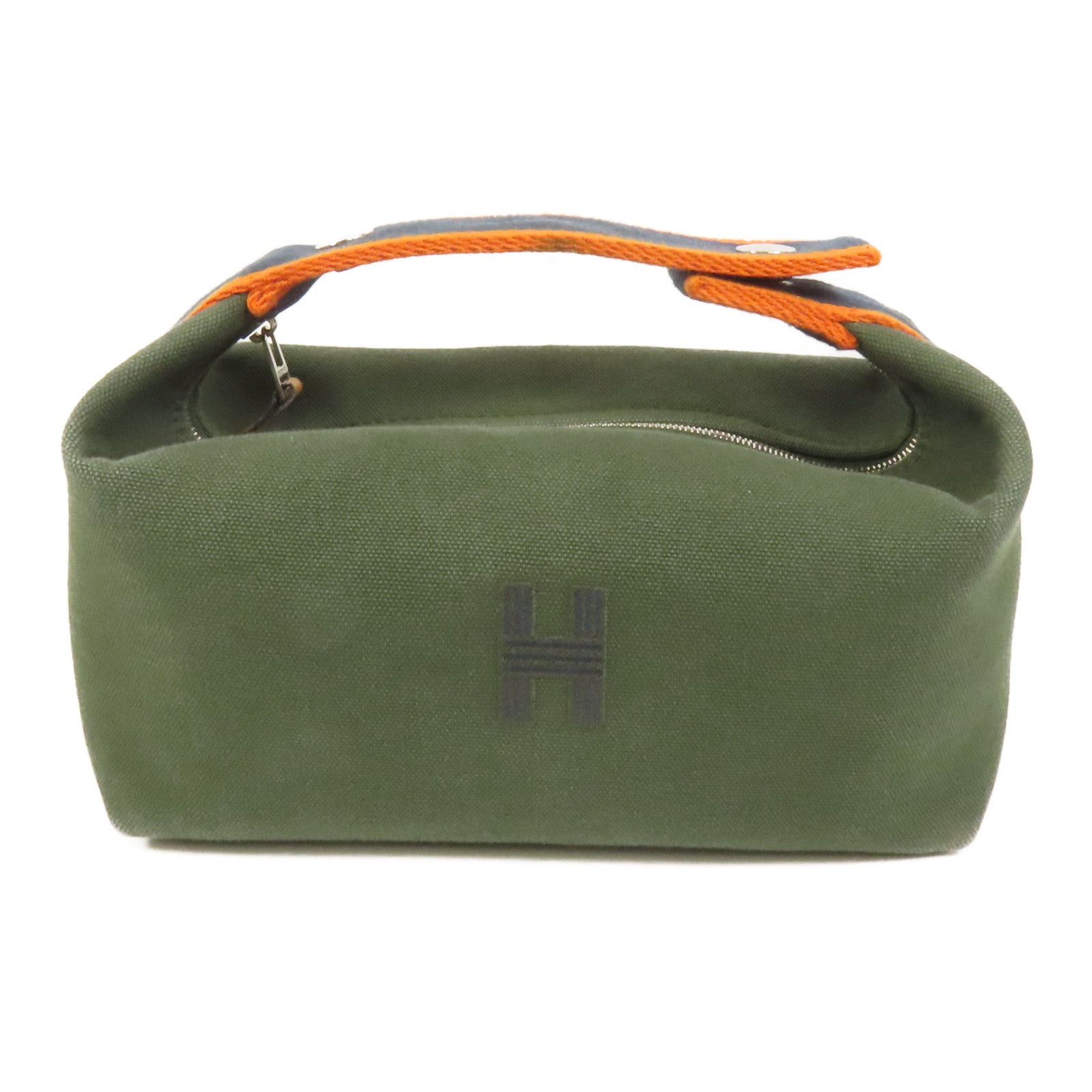 HERMES 帆布Bride-A-Brac Small銀扣手挽袋