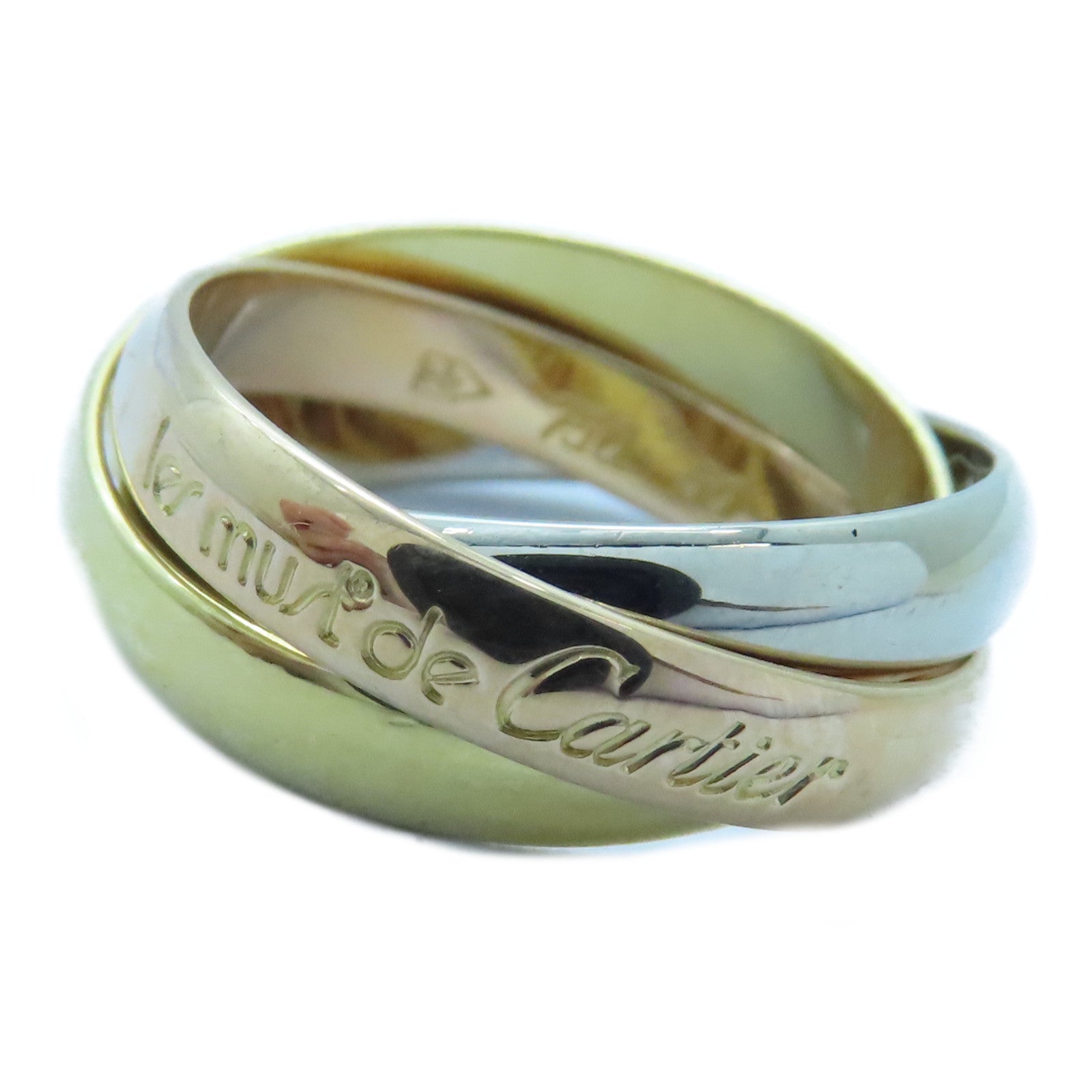 CARTIER 18K黃金/白金/玫瑰金Trinity戒指Cartier#50/US#5.5