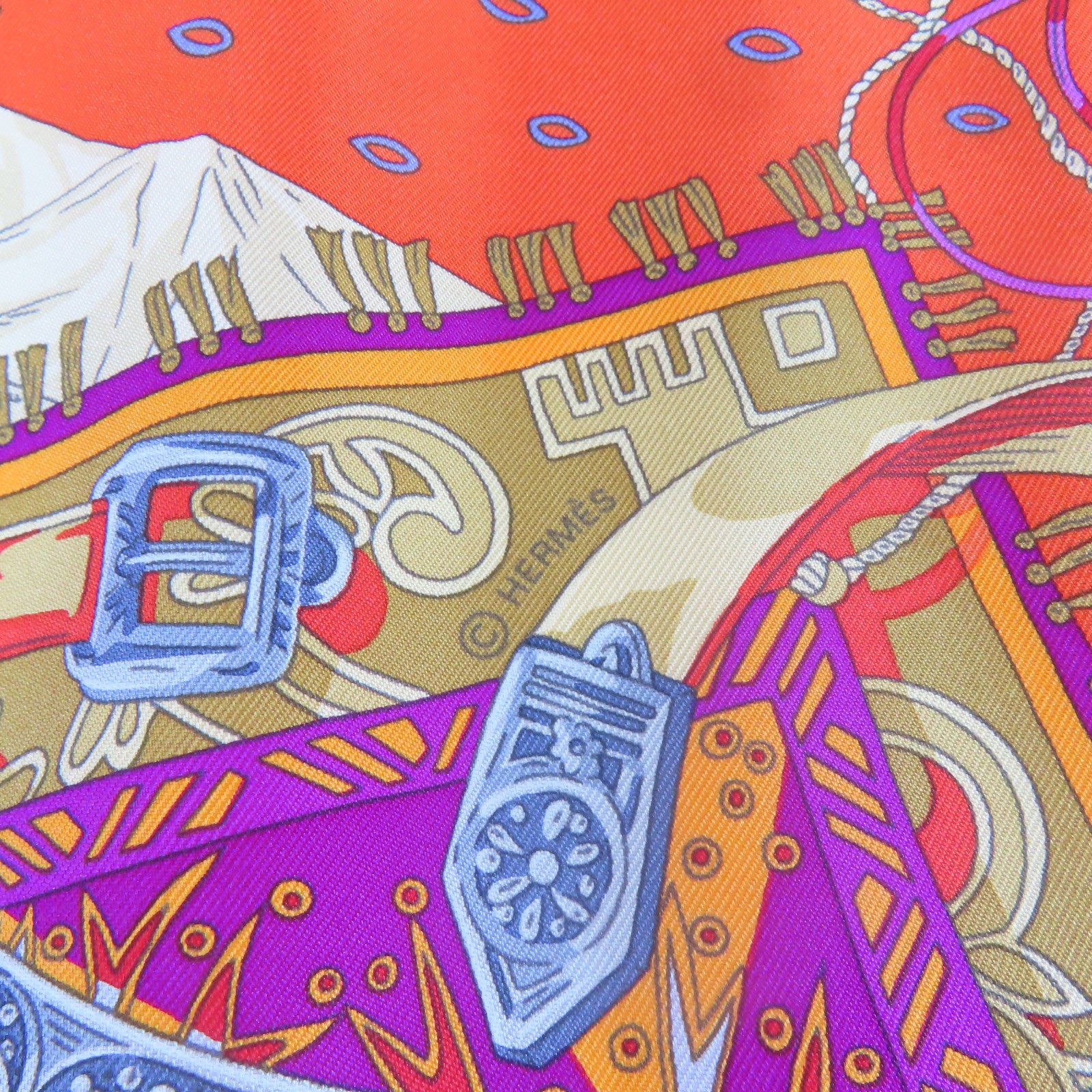 HERMES 【激減優惠】絲質Scarf 90x90cm絲巾橙色/藍色/紫色